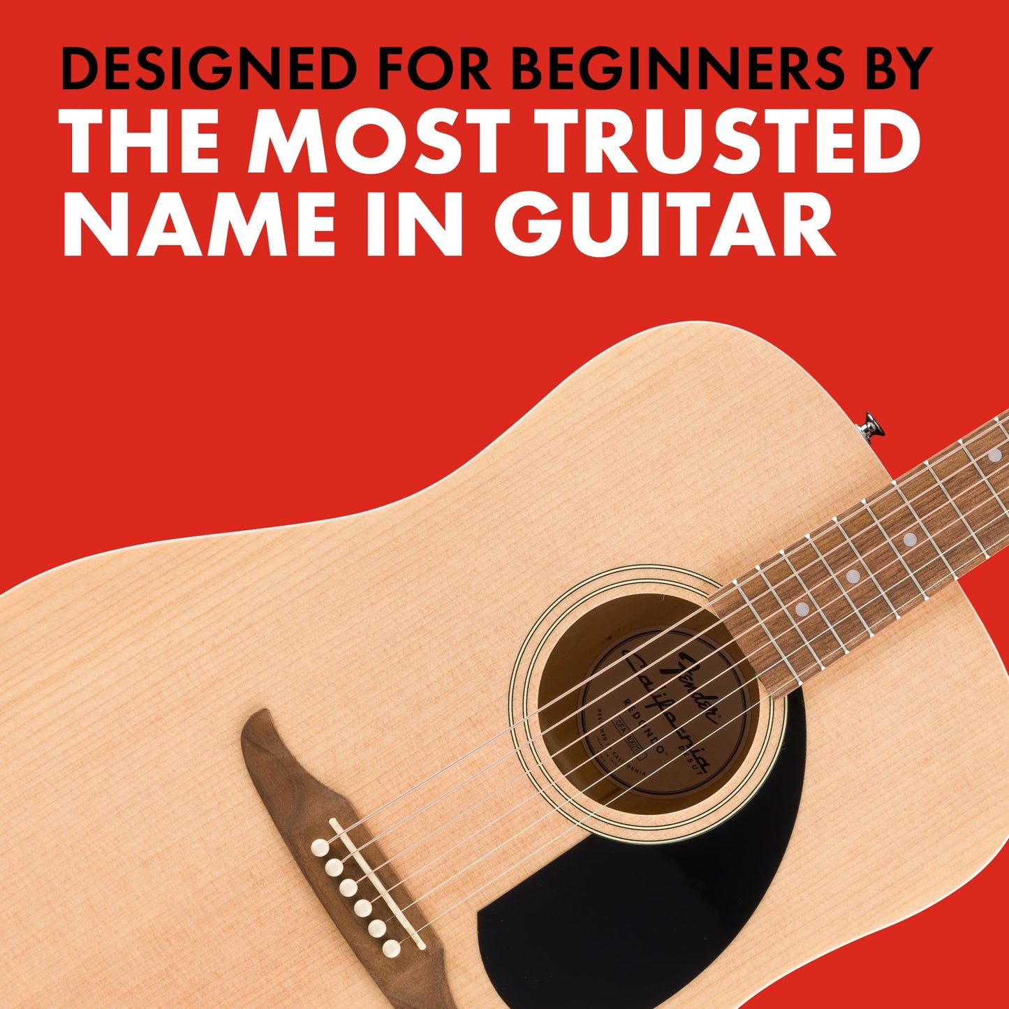 Fender Guitarra Acústica California Debut Redondo™, Spruce Top, Black Pickguard, Natural