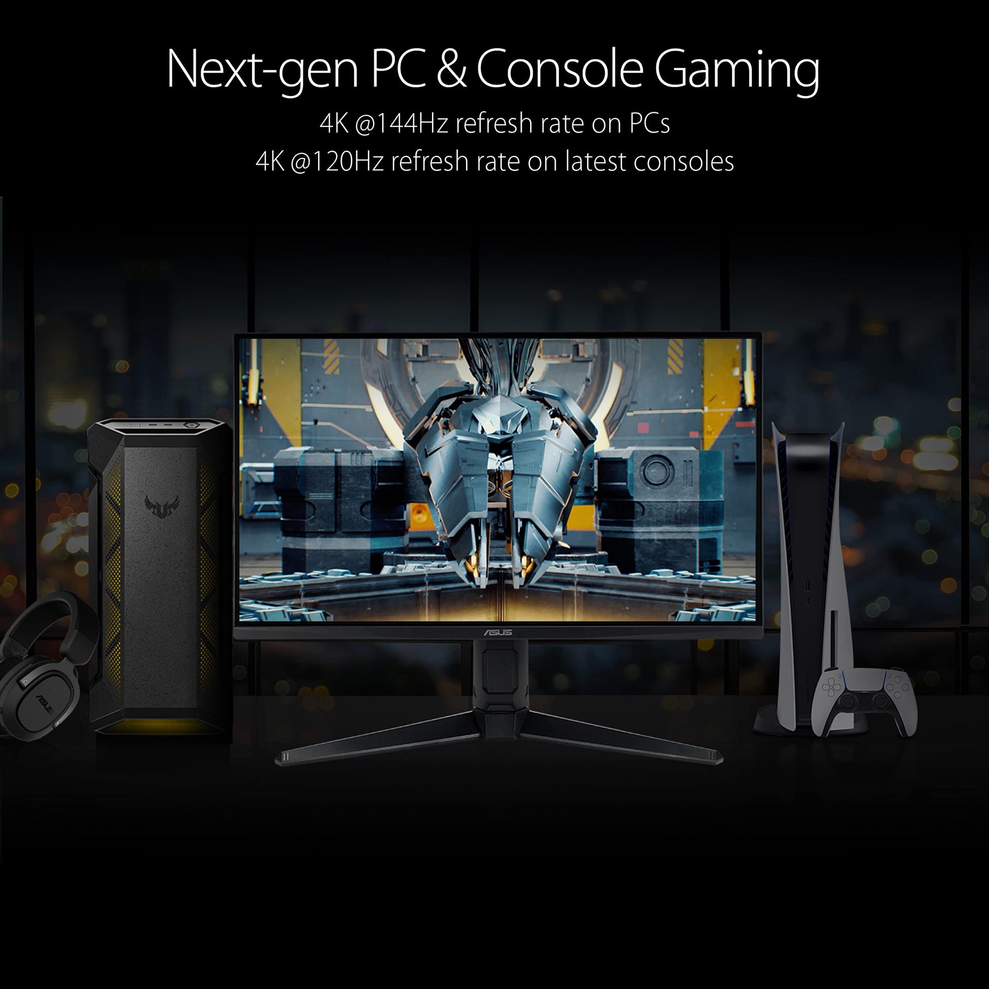 Asus Monitor gamer TUF Gaming VG28UQL1A HDMI 2.1: 4K UHD, 28", IPS rápido, 144Hz, 1ms GTG, compatible con NVIDIA G-Sync, AMD FreeSync Premium, DSC, ELMB Sync