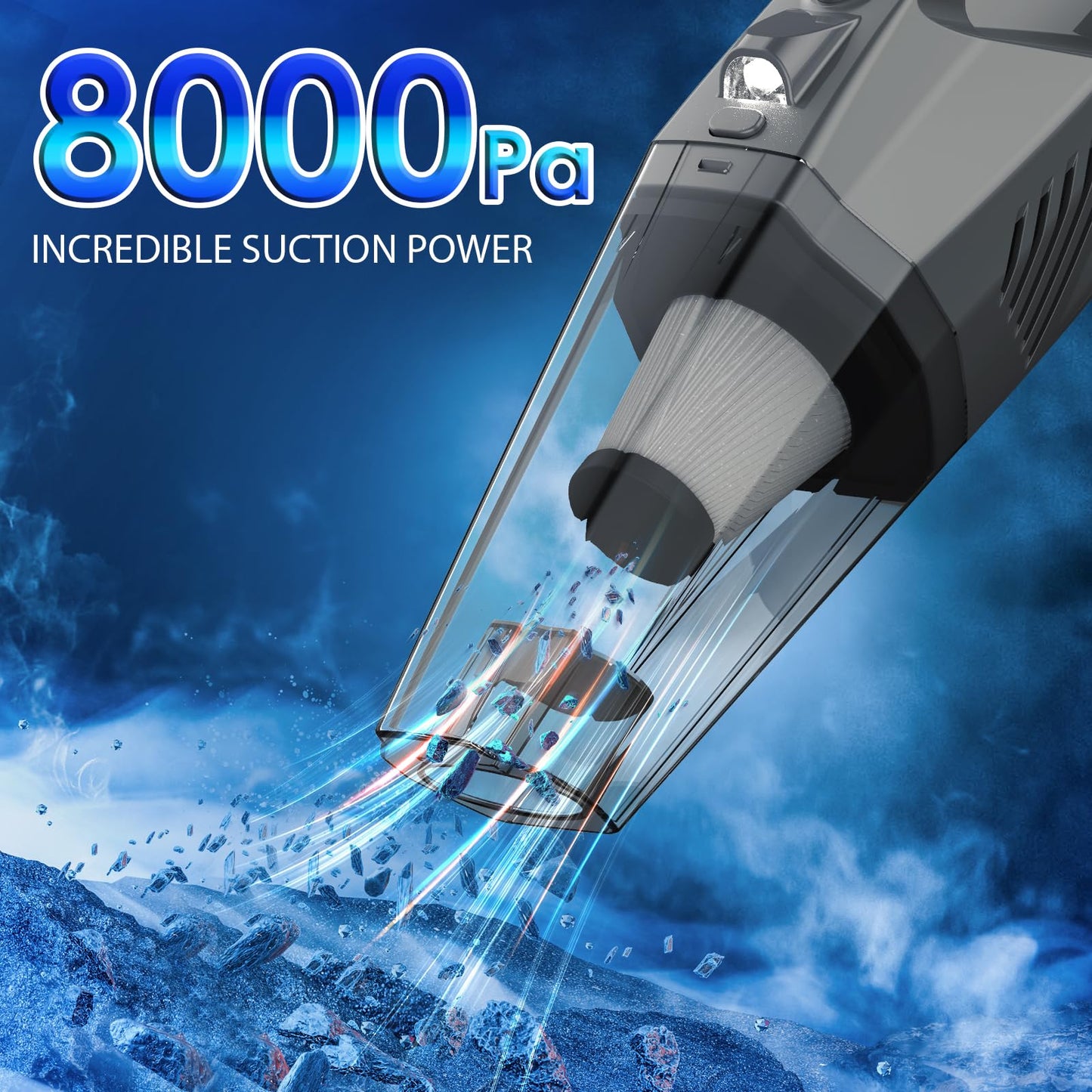 Kit de Limpieza de Coche THINKWORK Gris con Aspiradora de Mano de Alta Potencia para Hombre