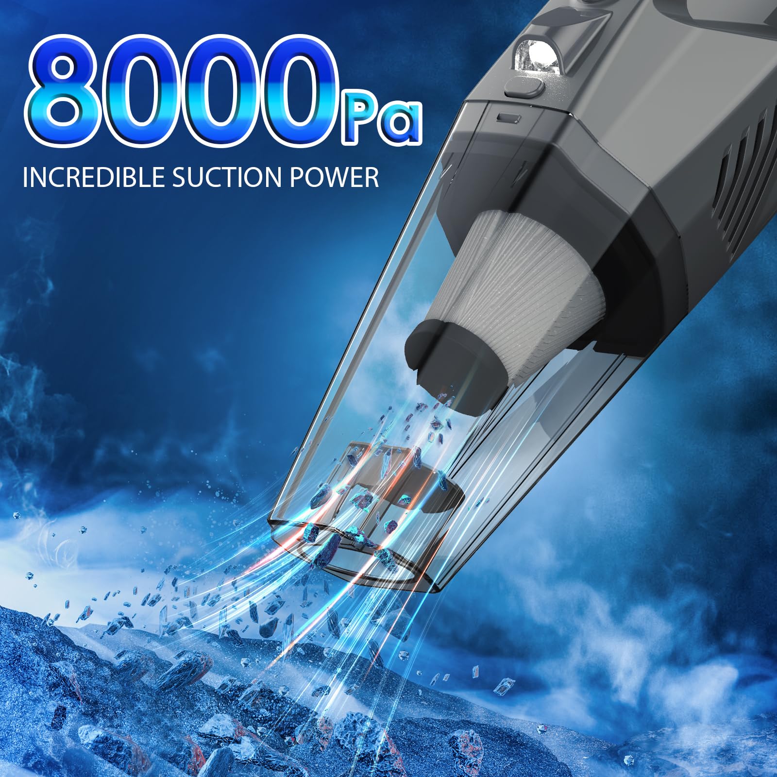 Kit de Limpieza de Coche THINKWORK Gris con Aspiradora de Mano de Alta Potencia para Hombre