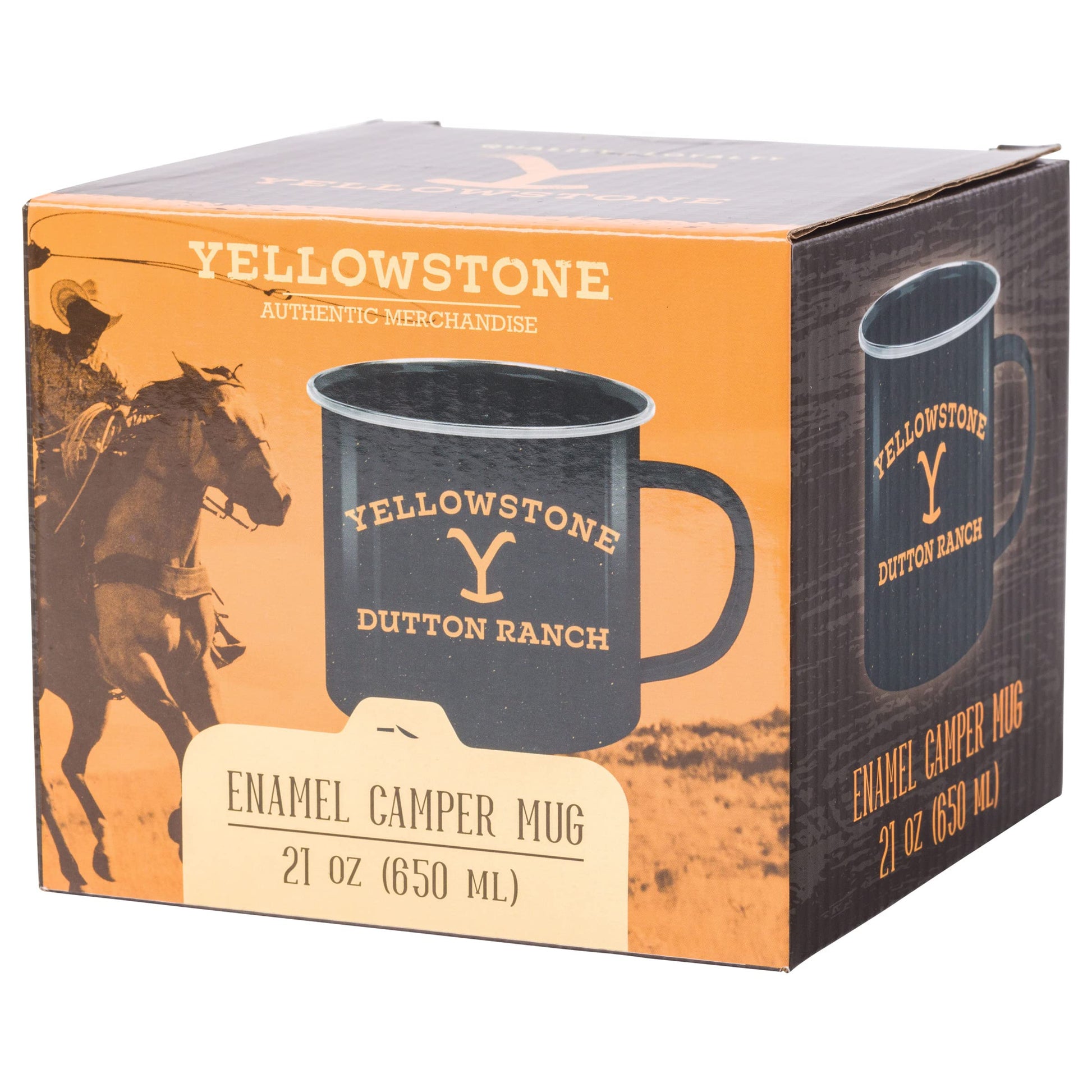 Taza de Campaña Silver Buffalo Yellowstone Dutton Ranch Esmaltada Blanca 21 Onzas