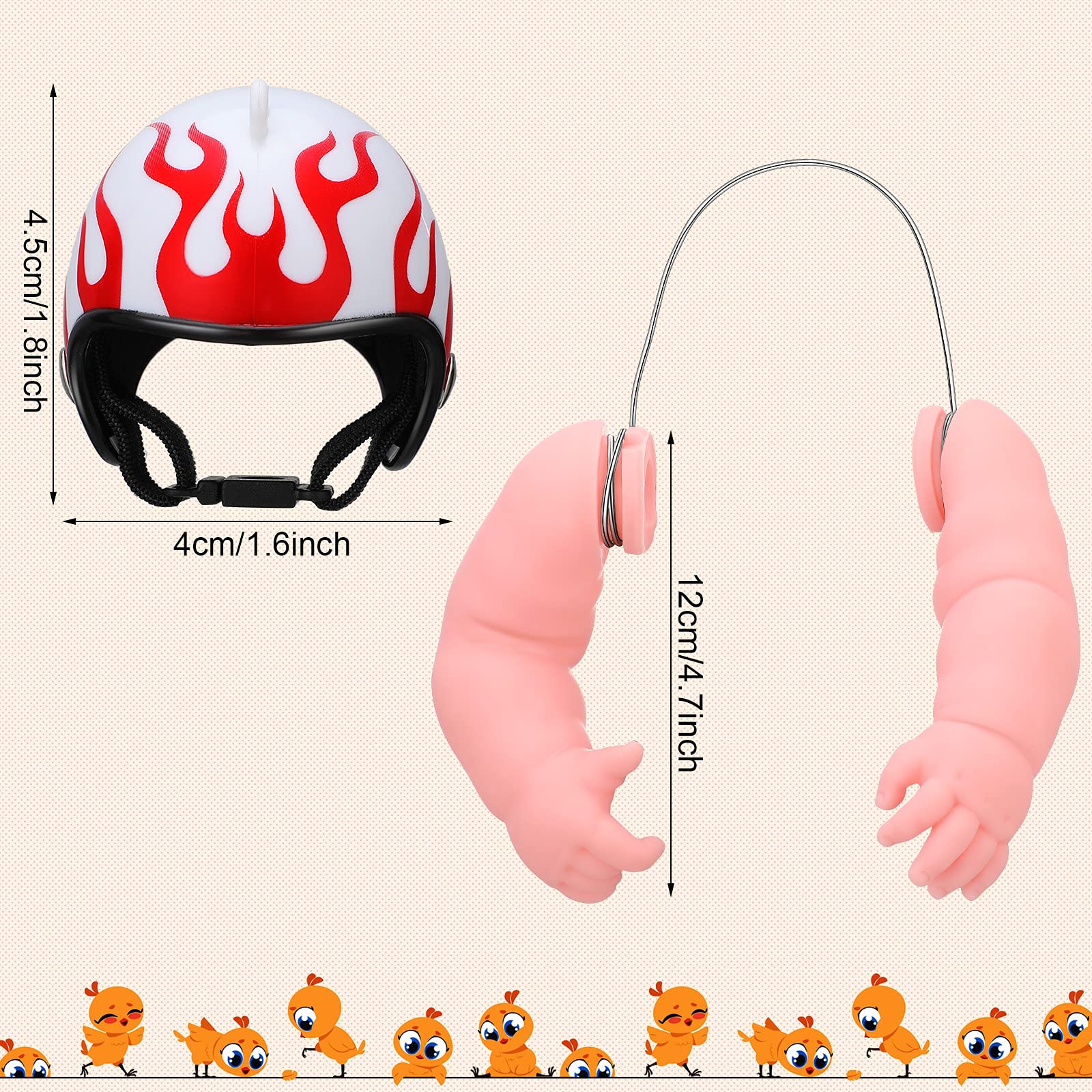 Gejoy 2 Juguetes de Pollo Incluye Brazos de Muñeca de Pollo y Casco de Pollo Casco de Seguridad para Mascotas para Gallinas
