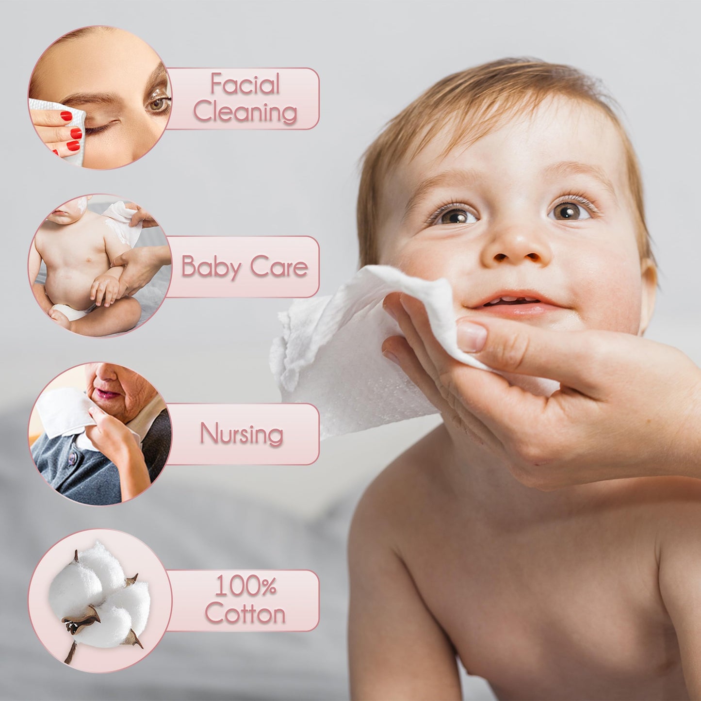 WOWOTEX - Toalla facial desechable 100% algodón, biodegradable, para secar la cara, 200 unidades, 4 unidades, extra gruesas, suaves, de uso único, 10 x 12 pulgadas, toallas grandes de limpieza para