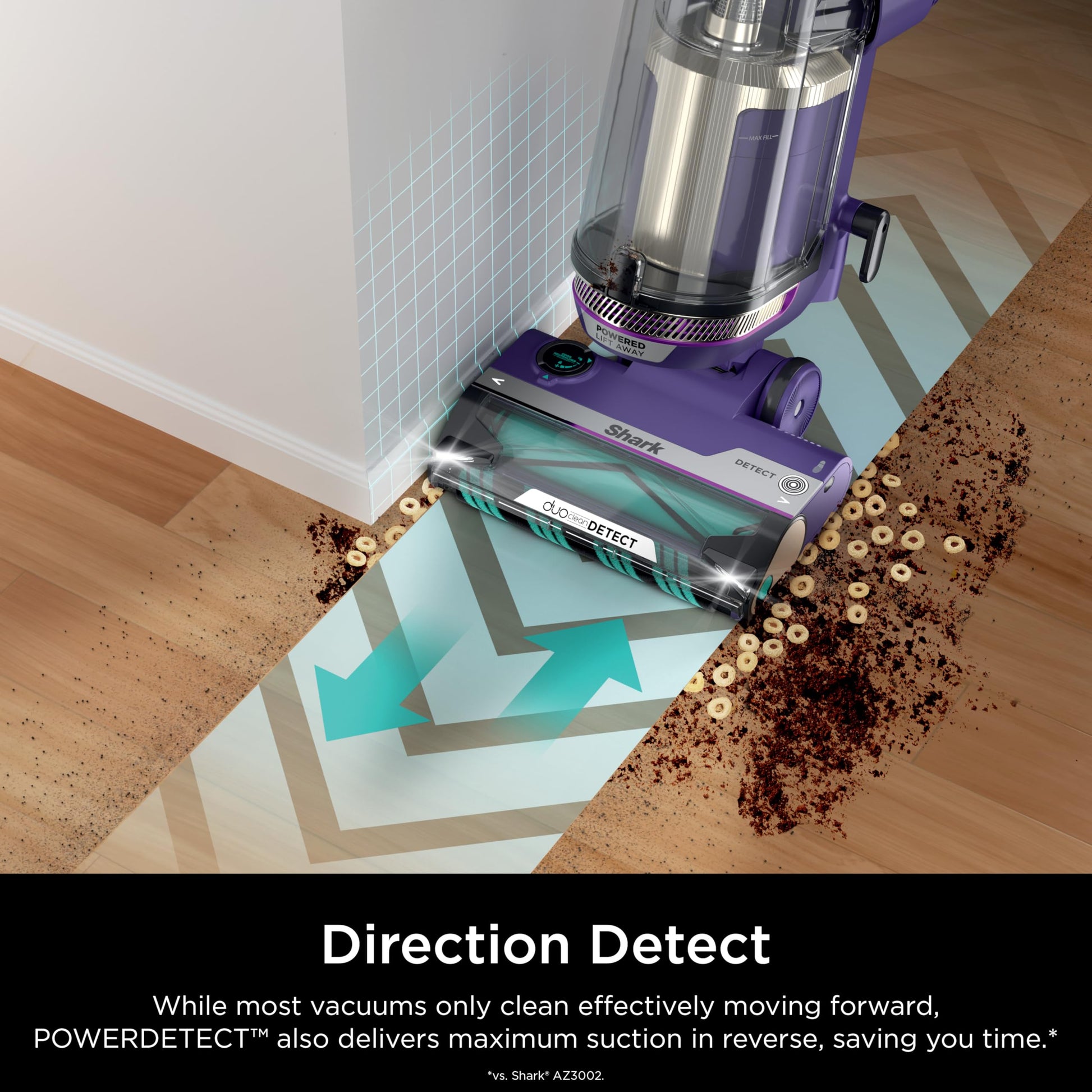 Shark POWERDETECT - Aspiradora Vertical con Filtro HEPA, aspiradora Resistente con Potente succión para Recogida de Pelo de Mascotas, tecnología DuoClean, Elevador motorizado, Ideal para alfombras y
