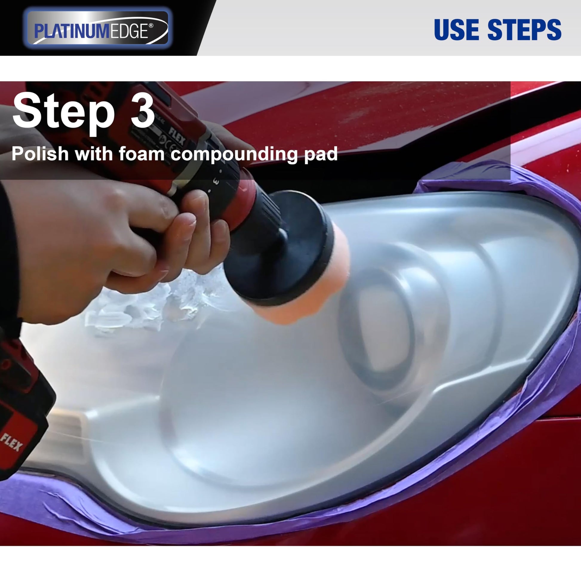 Kit de Restauración de Faros PLATINUMEDGE en Plata con Discos de Lijado de 3 Pulgadas para Coche