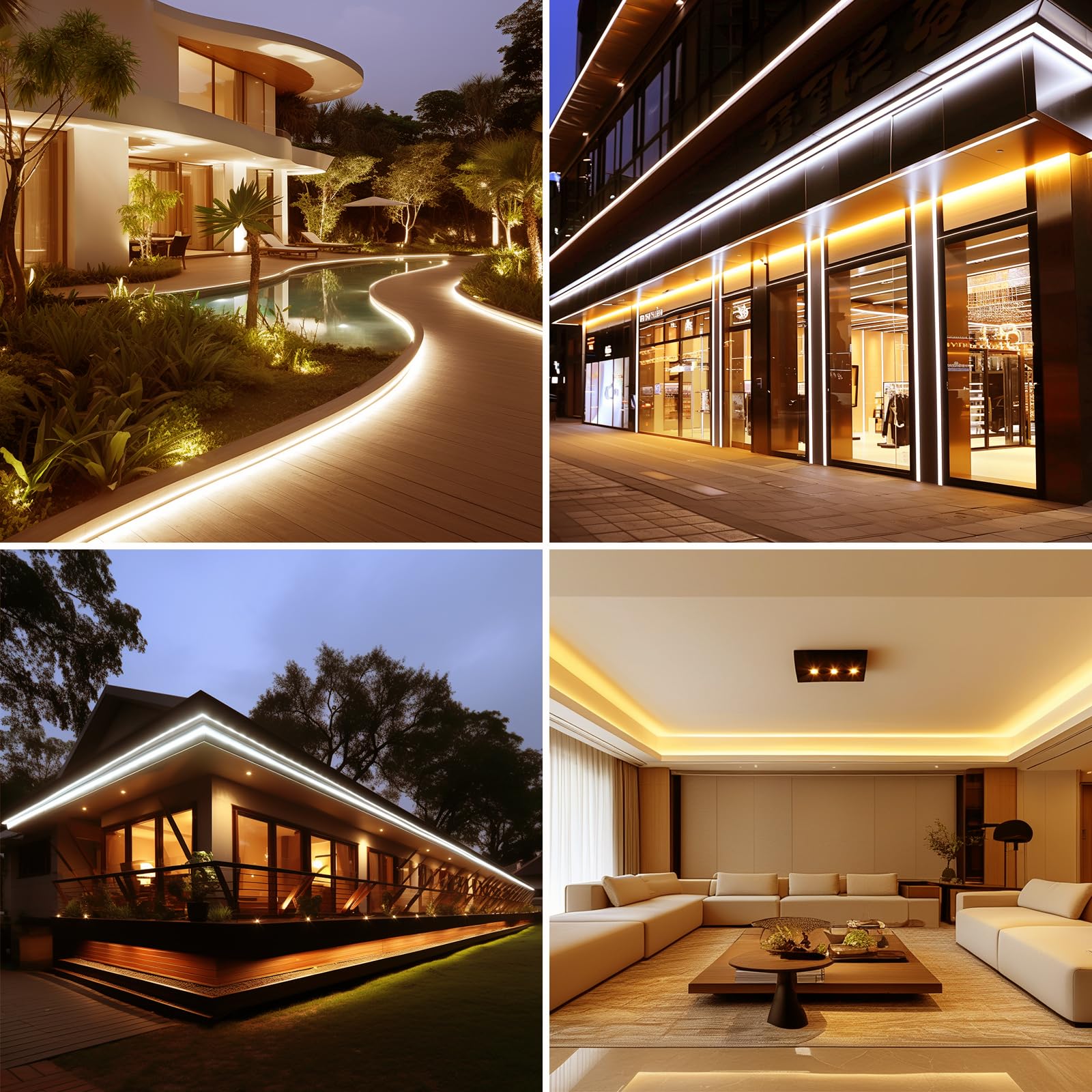BENLUN Tira LED COB 110V 20 Metros, 2700K Blanco Cálido Luces de LED Exterior Impermeable, 10W/M CRI 90+ Flexible Luz LED sin Transformador para Habitacion Techo, Decoración, Patio