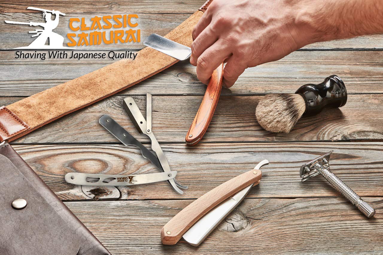 Classic Samurai CS-102 Stainless Steel Professional Barber Straight Edge Razor with 100 Count Derby Single Edge Razor Blades
