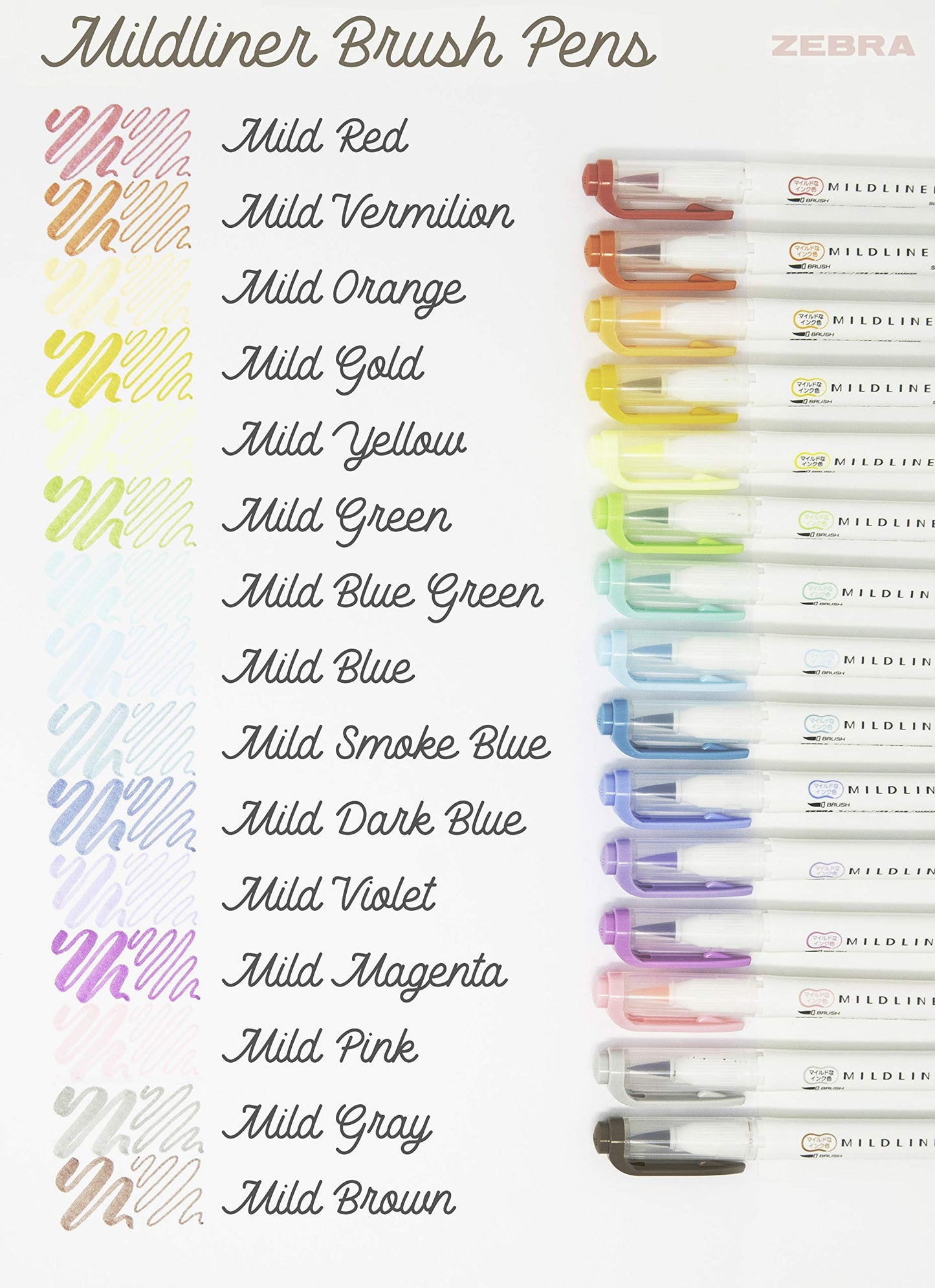 Zebra - Mildliner Brush Pincel De Punta Fina Y Pincel/Plumon Colores Variados 15 Piezas México