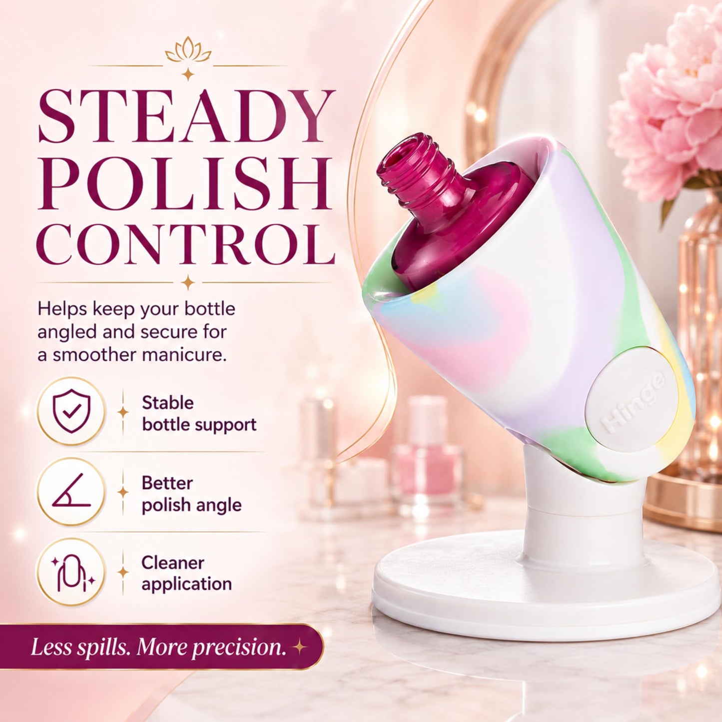 tweexy - Soporte para botella de esmalte de uñas sin inclinar, soporte para esmalte de uñas antiderrames, inclinado, succión de Smartgrip Airlock | pintura de uñas, herramientas de arte de uñas