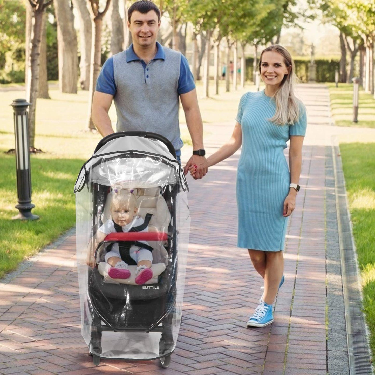 Hrzeem Cubierta de lluvia transparente universal para carriola, protección para clima de viaje, transpirable, impermeable, protege del sol, polvo, nieve