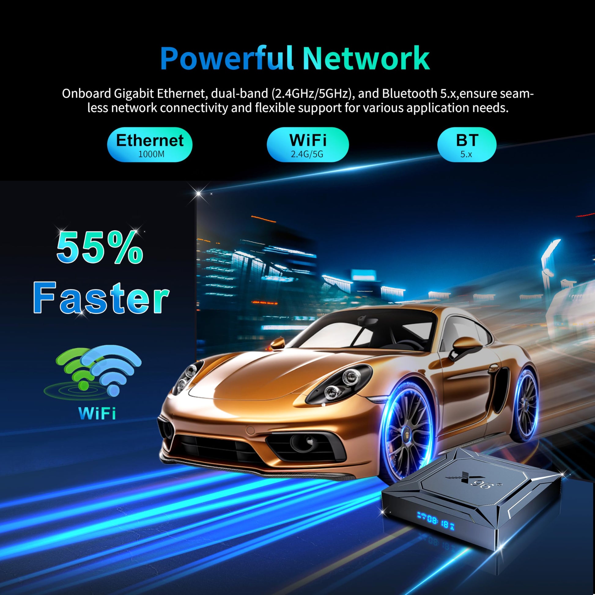 Caja de TV Amlogic S905X4 Negro Android 11.0 MXIII Pro X4 4GB RAM 64GB ROM Dual WiFi 3D 8K Quad Core Smart TV Box USB 3.0