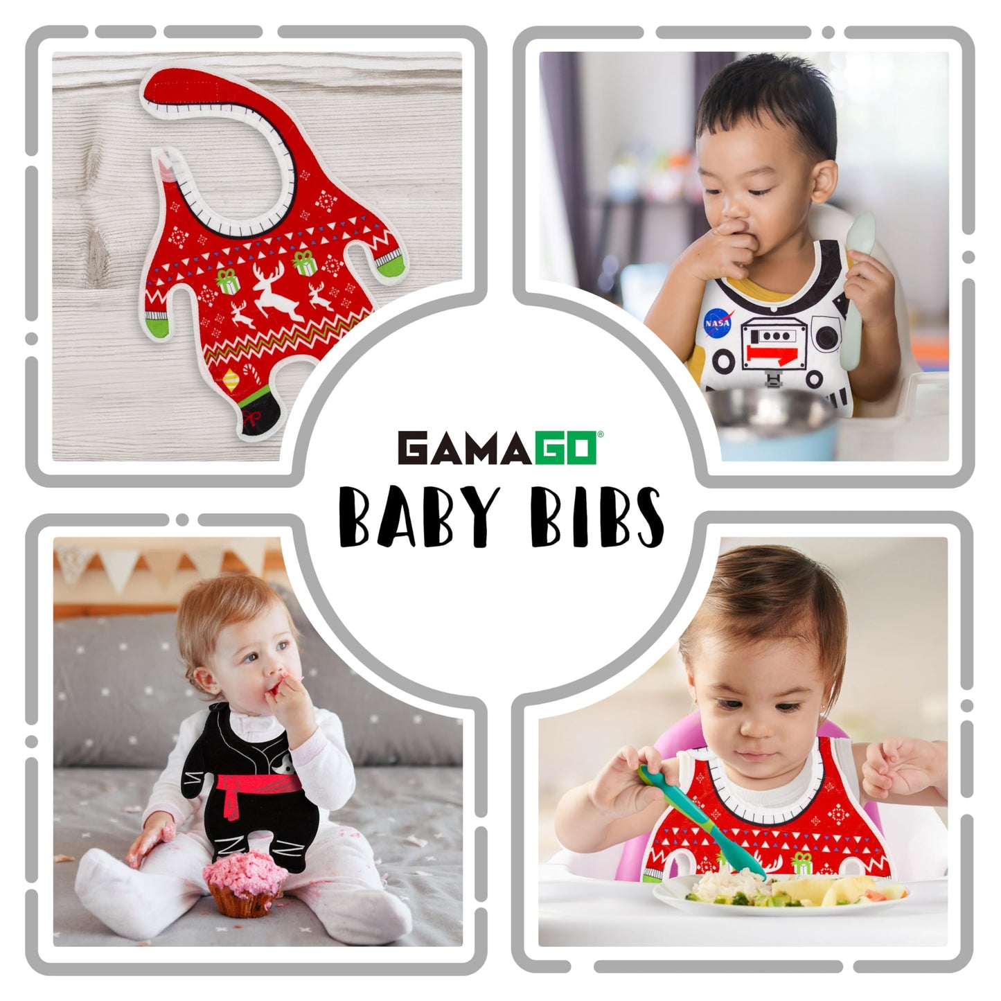 Gamagao - Babero para bebé con suéter navideño (30,5 x 25,4 x 0,25 cm)