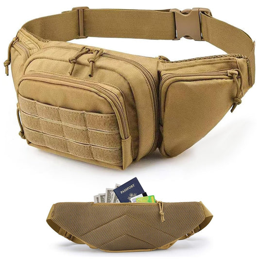 CXJYSD Riñonera Táctica Para Hombre,Riñonera Para Exteriores,Bolso Cruzado Impermeable Multifuncional Con Cremallera,Adecuado Correr Y Actividades Al Aire Libre (color barro-05)