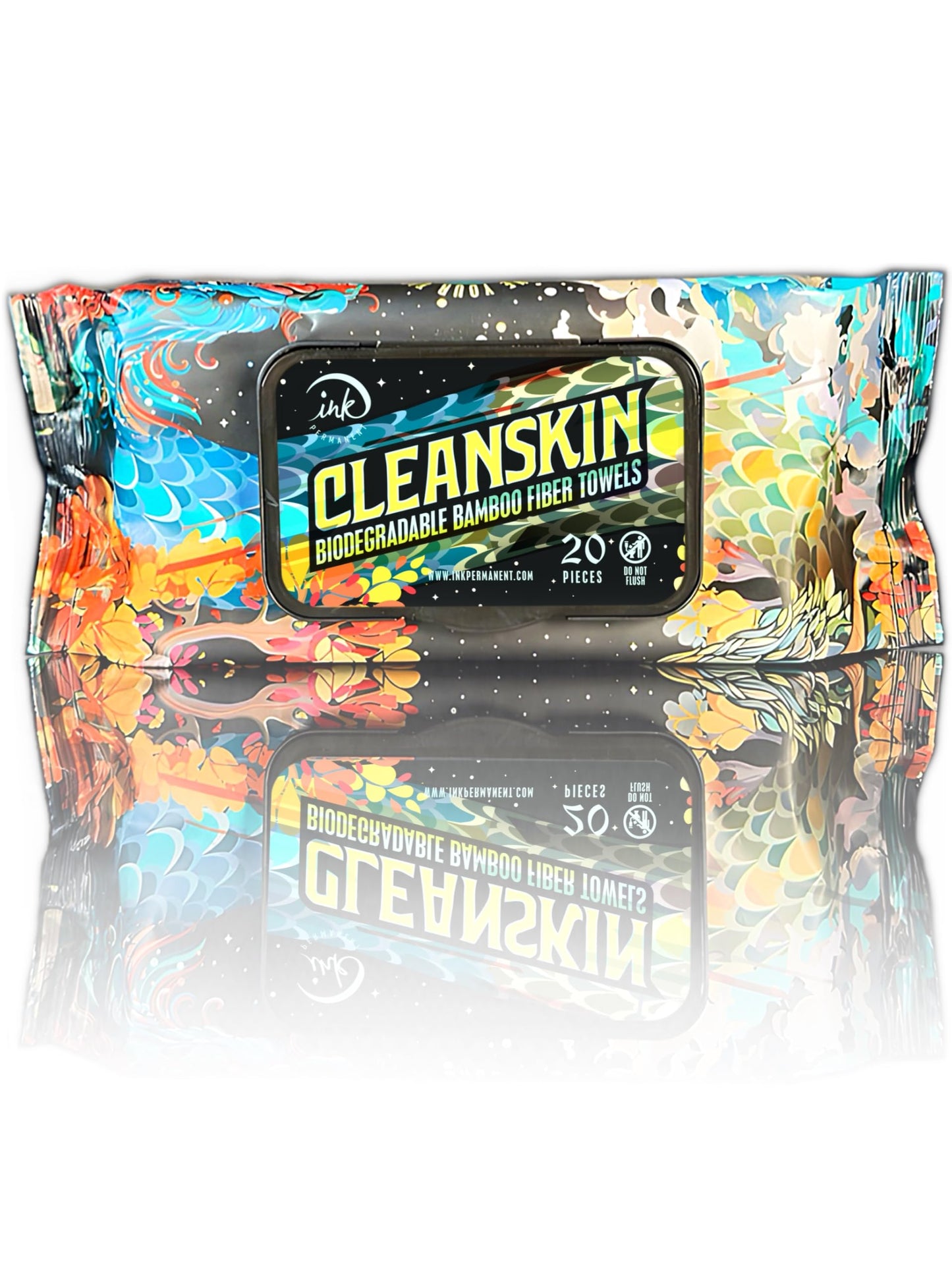 CleanSkin [20 unidades] Toallitas de jabón biodegradables de gran tamaño de color verde para tatuajes, toallitas de fibra de bambú para tatuajes, kit para tatuajes | Sin alcohol ni fragancias, sin