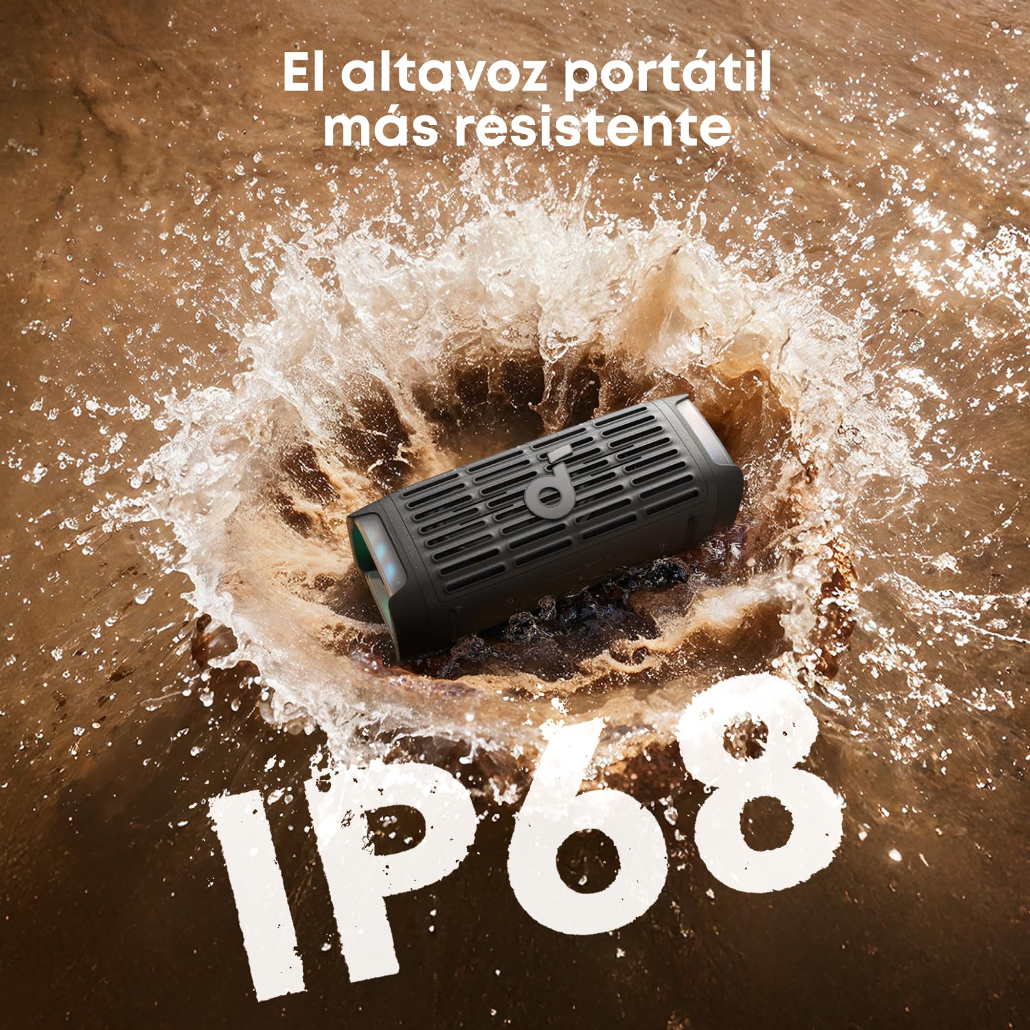 Soundcore by Anker Boom 3i Bocina Bluetooth Portatil 16h Batería, 50W Potencia, IP68 Flotante Resistente Agua Salada, BassUp 2.0, Bluetooth 5.3, TWS — Ideal para Pesca, Camping y Exteriores