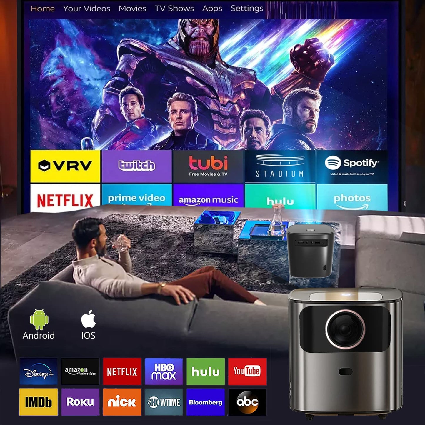 BIGVIEW Mini Proyector Portatil Profesional Android Wifi Bluetooth 4k
