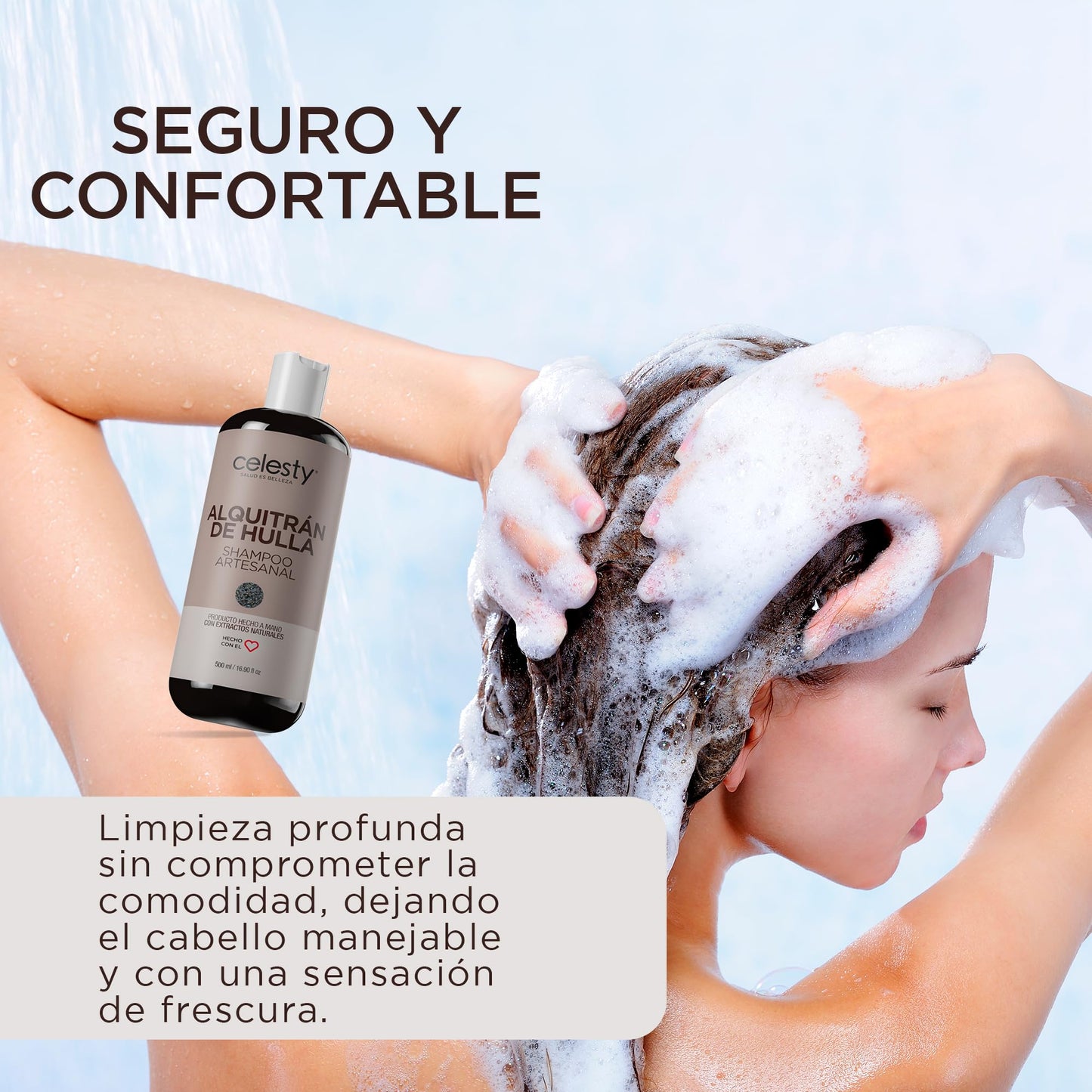 CELESTY | Shampoo sin Sulfatos y Parabenos - Shampoo Alquitrán | Alivio para Dermatitis Seborréica y Psoriasis - Ideal para el Cuidado del Cabello Limpio y Saludable | 500ml