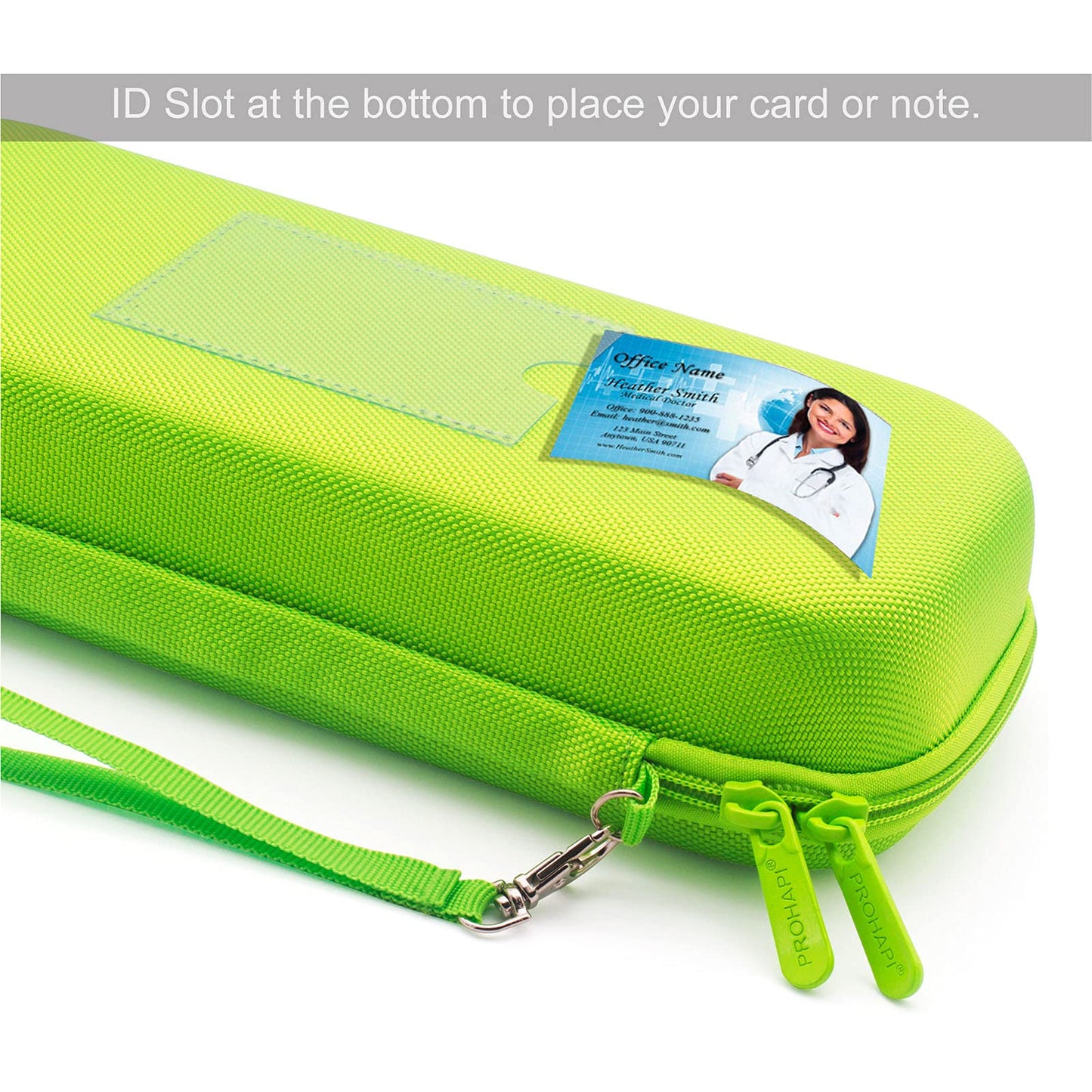 Estuche para Estetoscopio PROHAPI Verde Neón con Ranura para ID Compatible con 3M Littmann/ADC/Omron/MDF