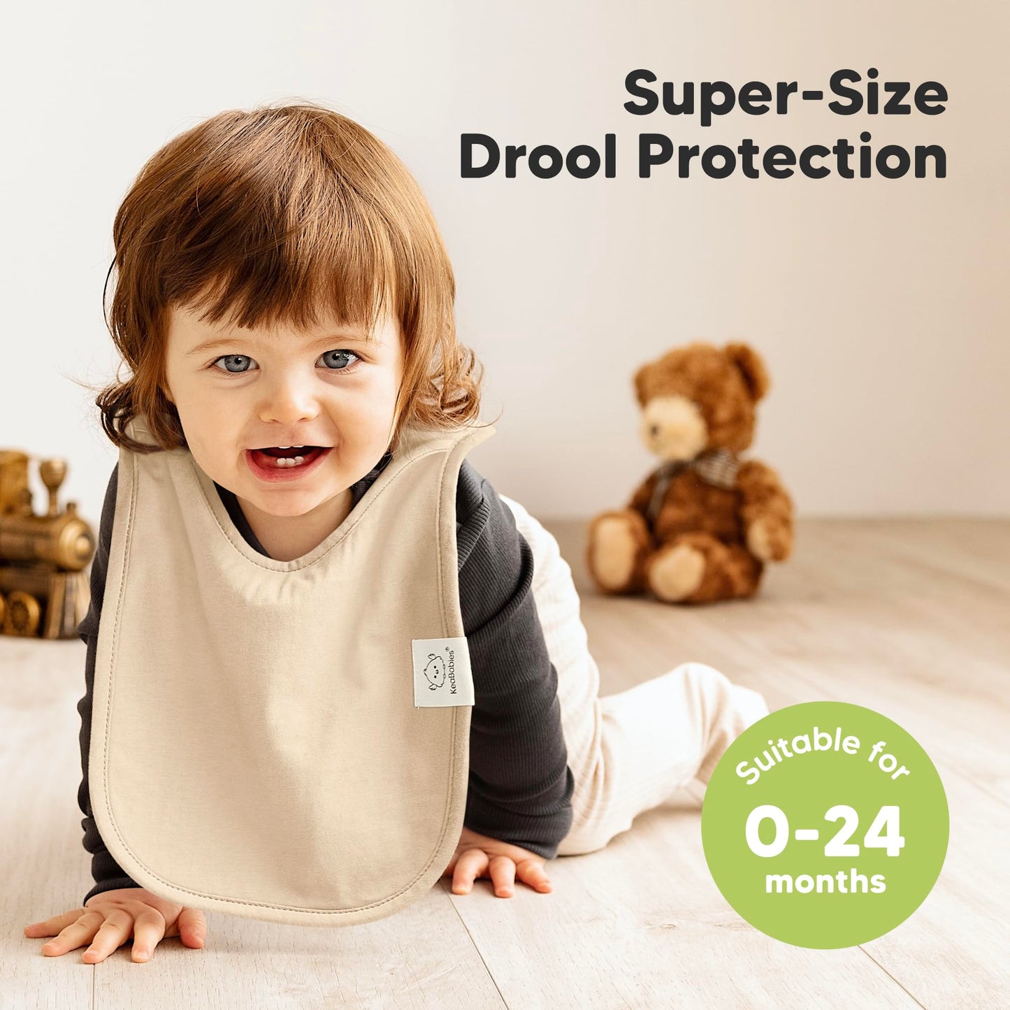 KeaBabies - Paquete de 8 baberos para bebés para niños y niñas, baberos sin botones para la dentición, bebé niña y niño pequeño, recién nacido, suave y absorbente, colores bonitos, cobertura grande