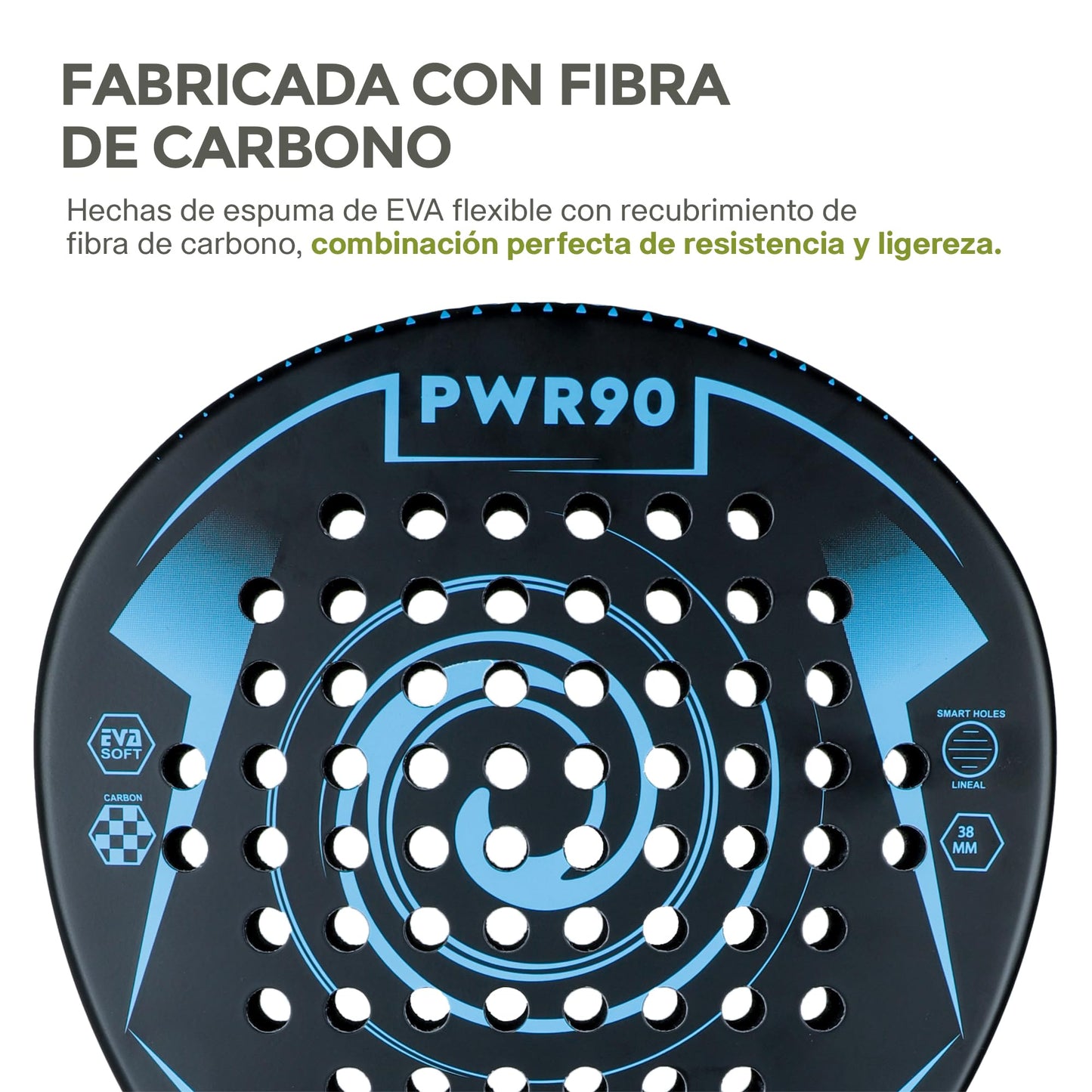 Hikeo Pala de Pádel con Funda, 3 Pelotas y Grip, Kit de Raqueta para Pádel Fabricada con Espuma EVA Flexible y 100% Fibra de Carbono, Resistente y Ligera, para Principiantes e Intermedios