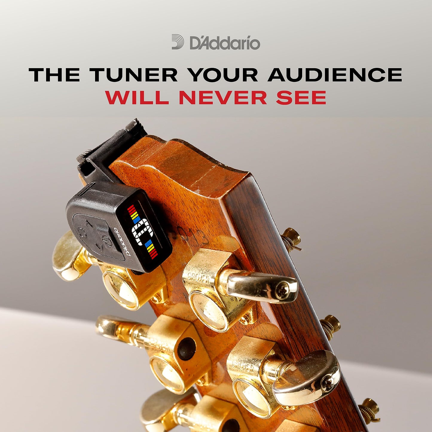 D'Addario Accessories | Afinador de guitarra | Clip-On | Individual - Compacto y discreto - Guitarra, bajo, ukelele, mandolina y banjo