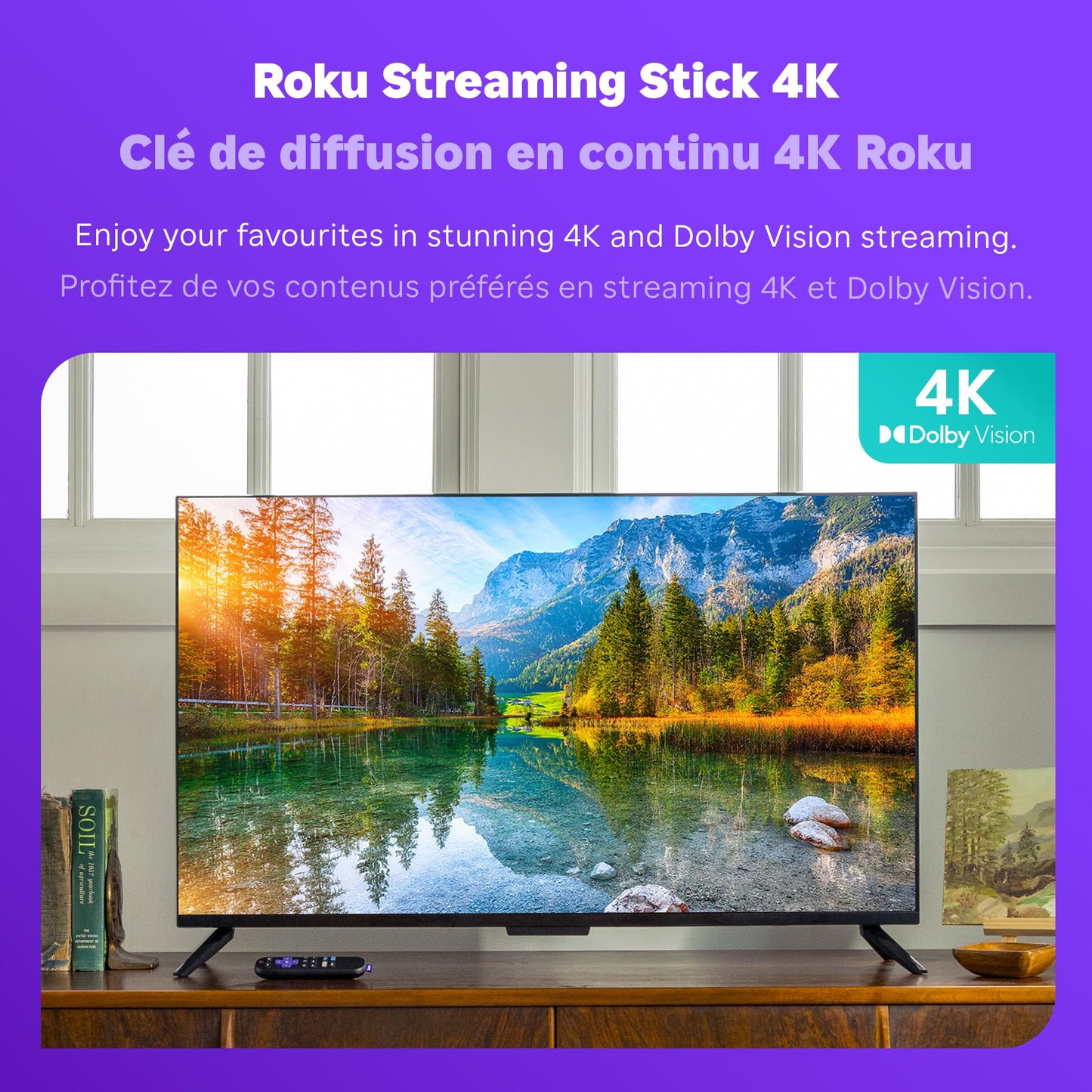 Roku Streaming Stick 4K | Dispositivo de transmisión 4K/HDR/Dolby Vision con control remoto de voz con controles de TV y Wi-Fi de largo alcance (reacondicionado)