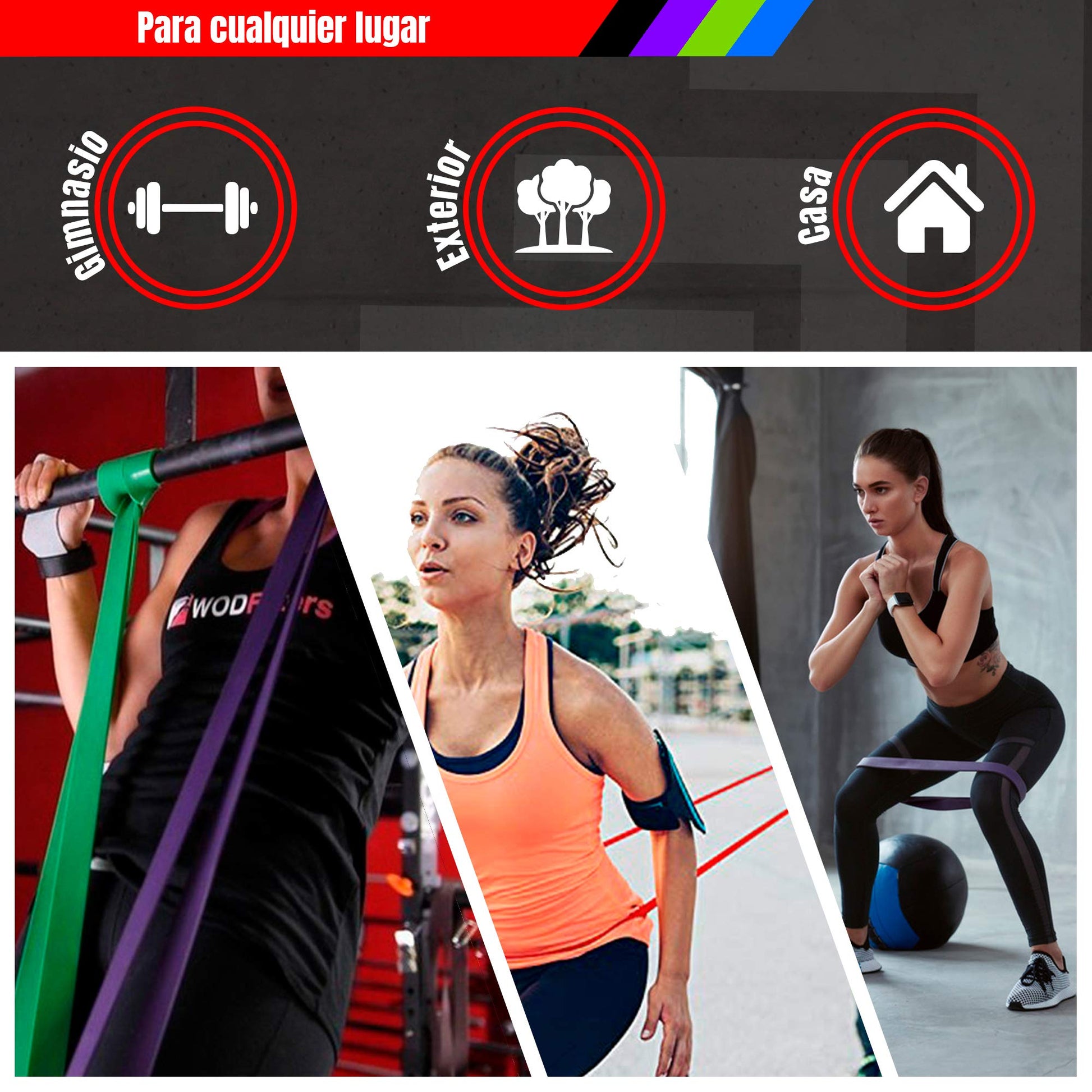 Banda de Resistencia YO.FITNESS Elástica 208 cm Extra Durable para Estiramiento y Entrenamiento de Todo el Cuerpo