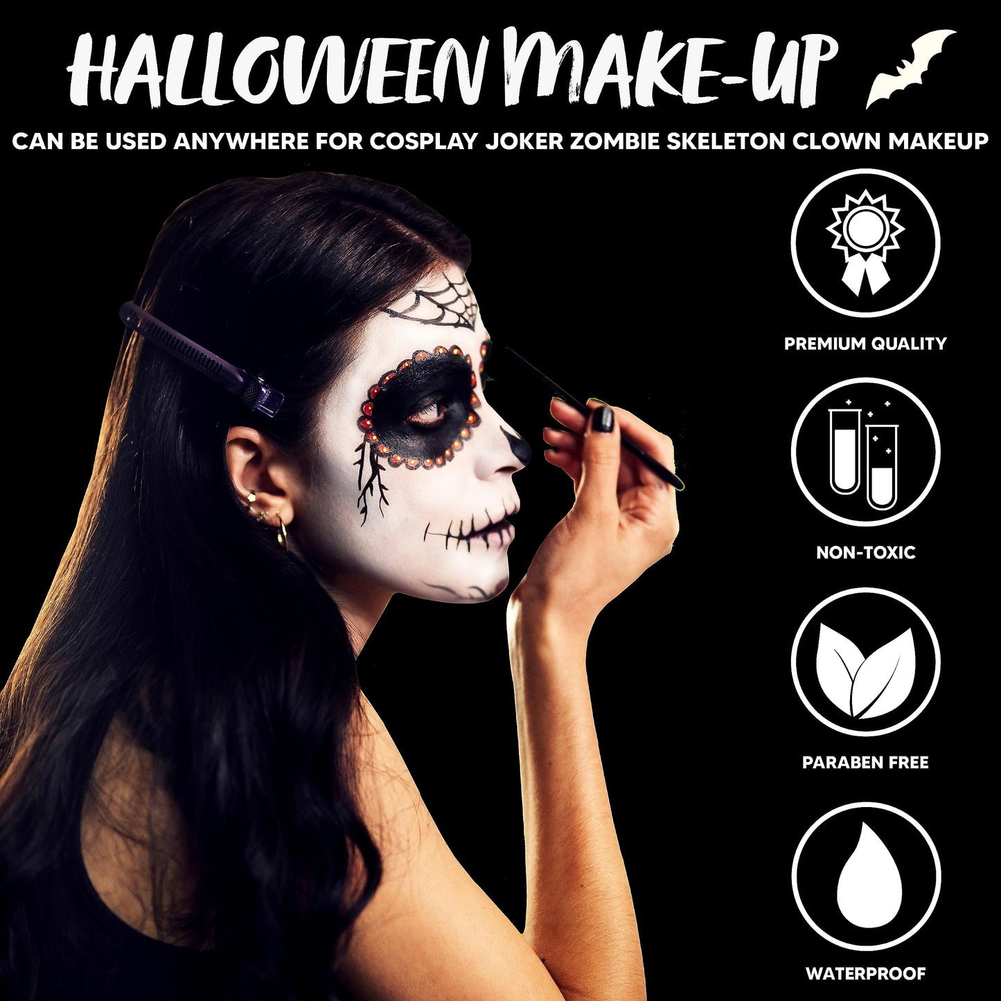 Spooktacular Creations Juego de 20 piezas de maquillaje familiar de Halloween con cicatriz, esponjas, maquillaje en crema, disfraz de sangre falsa fácil de poner y quitar para suministros de fiesta de Halloween