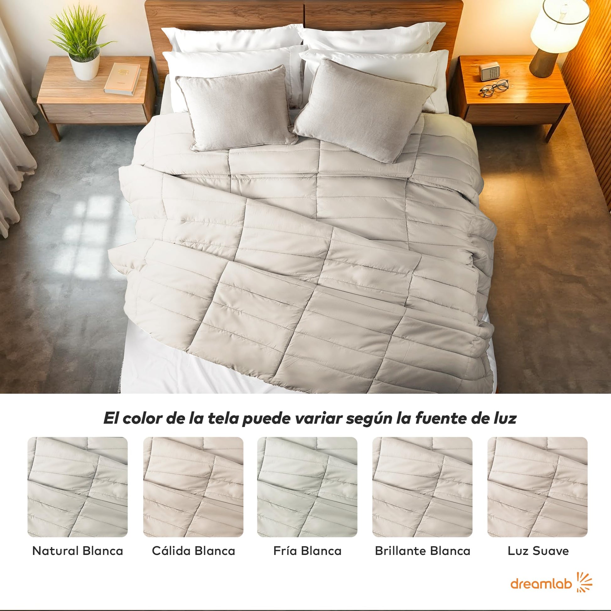 Edredón Dreamlab Beige con Relleno de Microfibras para Toda Estación, Sobredimensionado King