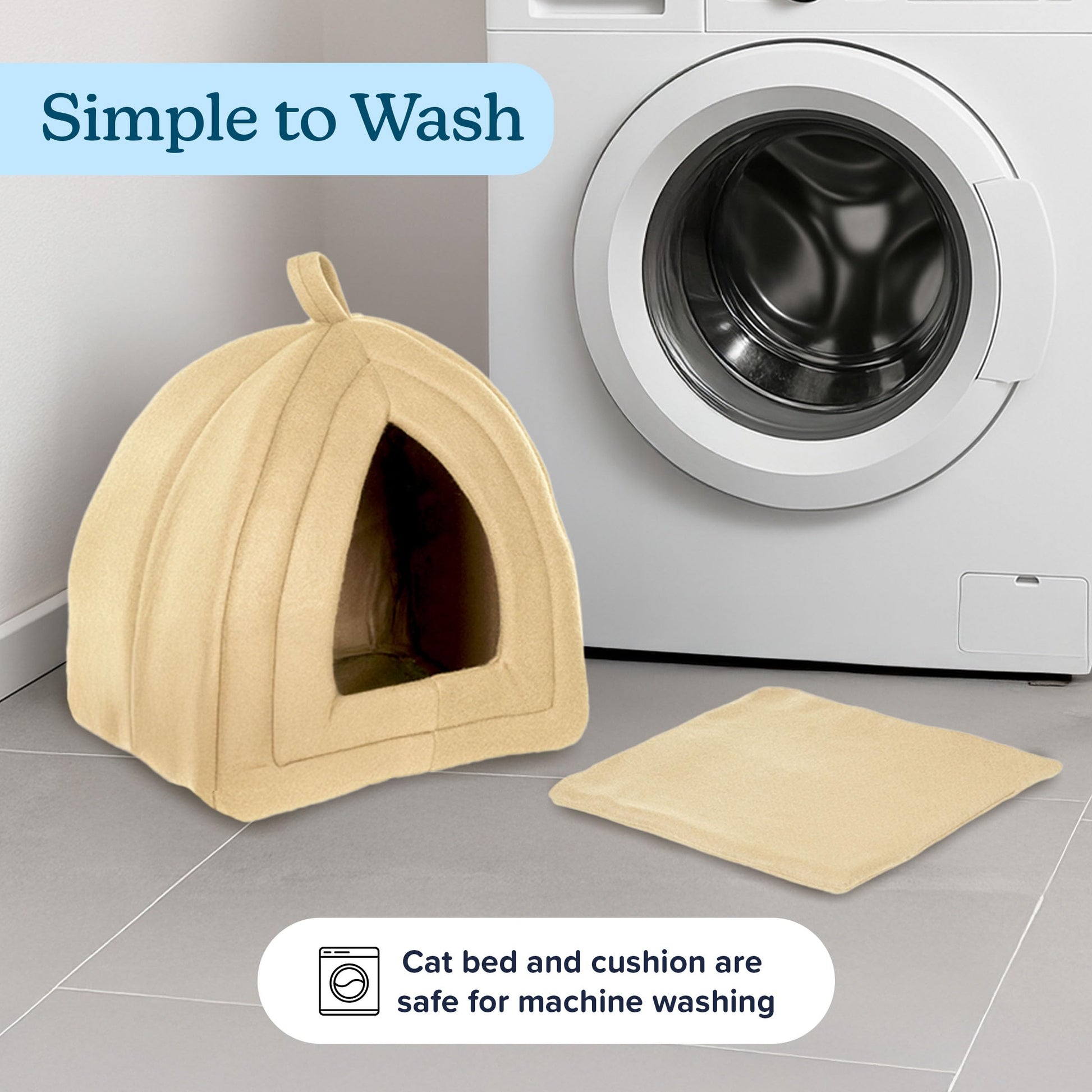 Petmaker Cat Pet Bed, Igloo, Soft Indoor Enclosed Covered Tent/House for Cats, Kittens and Small Pets with Removable Cushion Pad