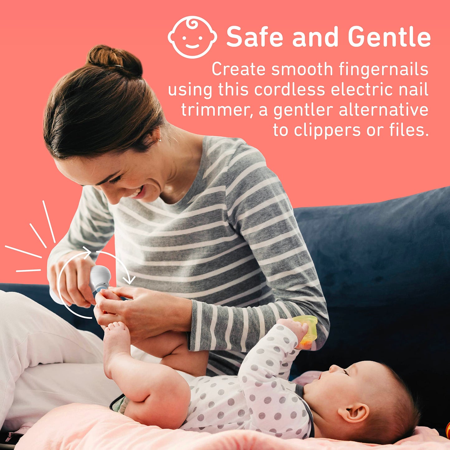 PureBaby® Cortadora de uñas eléctrica – 6 piezas Taladro de uñas inalámbrico, 4 accesorios, 2 velocidades, con archivador oculto y funda de transporte, ideal para recién nacidos y bebés
