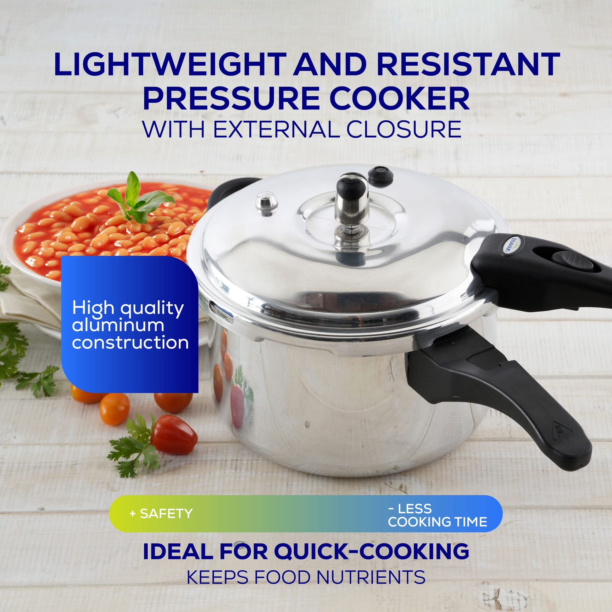 Olla de Presión Universal Aluminio Antioxidante Plata Distribución Uniforme del Calor 4.5 Litros