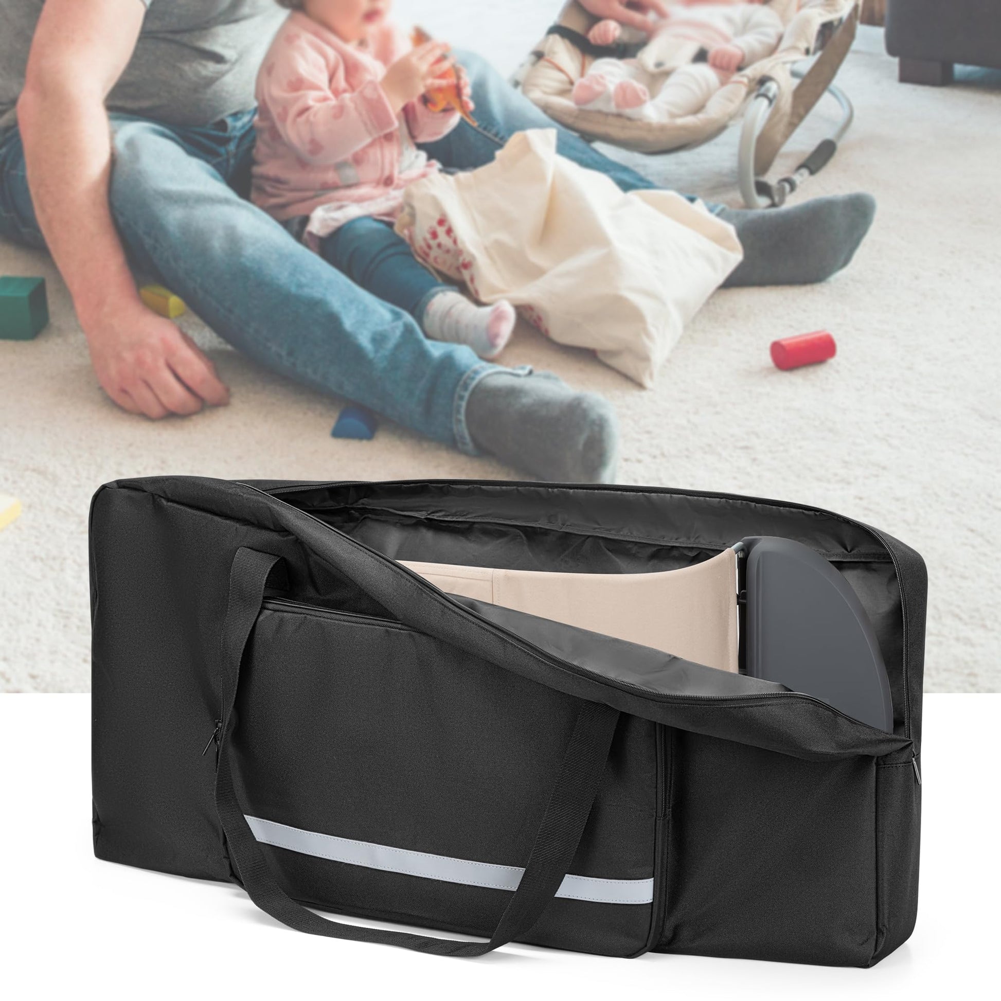 GRAOSO - Bolsa de transporte para bebé, compatible con Baby Bjorn Bouncer Balance Soft and Bouncer Bliss, bolsa de viaje con doble cierre con hombrera, color negro