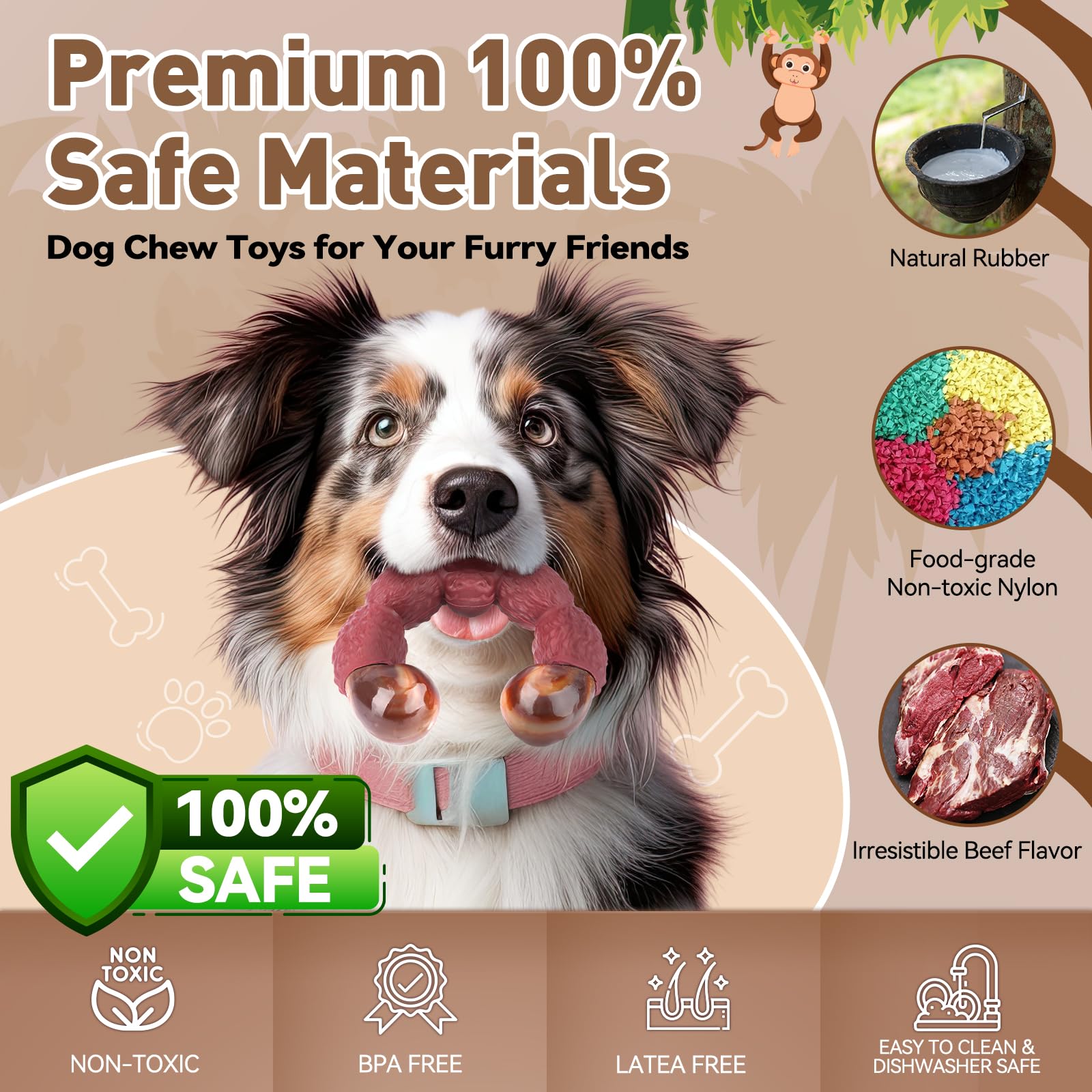 BIKIISEN - Juguetes para perros grandes: masticables y chirriantes, interactivos para aldeaños ataques de visitante