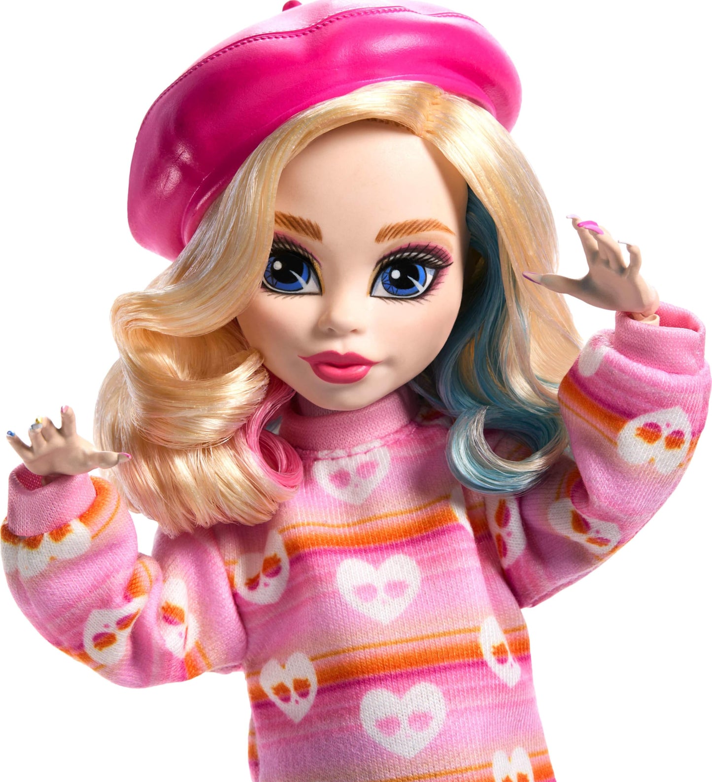 Muñeca Monster High Wednesday en Rosa con Boina y Mochila, Enid Sinclair Coleccionable con Soporte