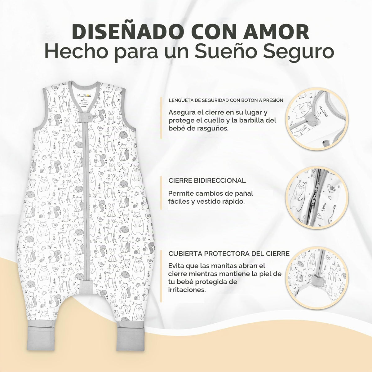 Mama Cheetah Saco de Dormir para Niños Pequeños con Pies 2T, 1.0 TOG Mantas Portátiles de Algodón Orgánico para Bebé con Piernas, Saco de Dormir para Bebé para Caminantes, Caminante Temprano Mediano