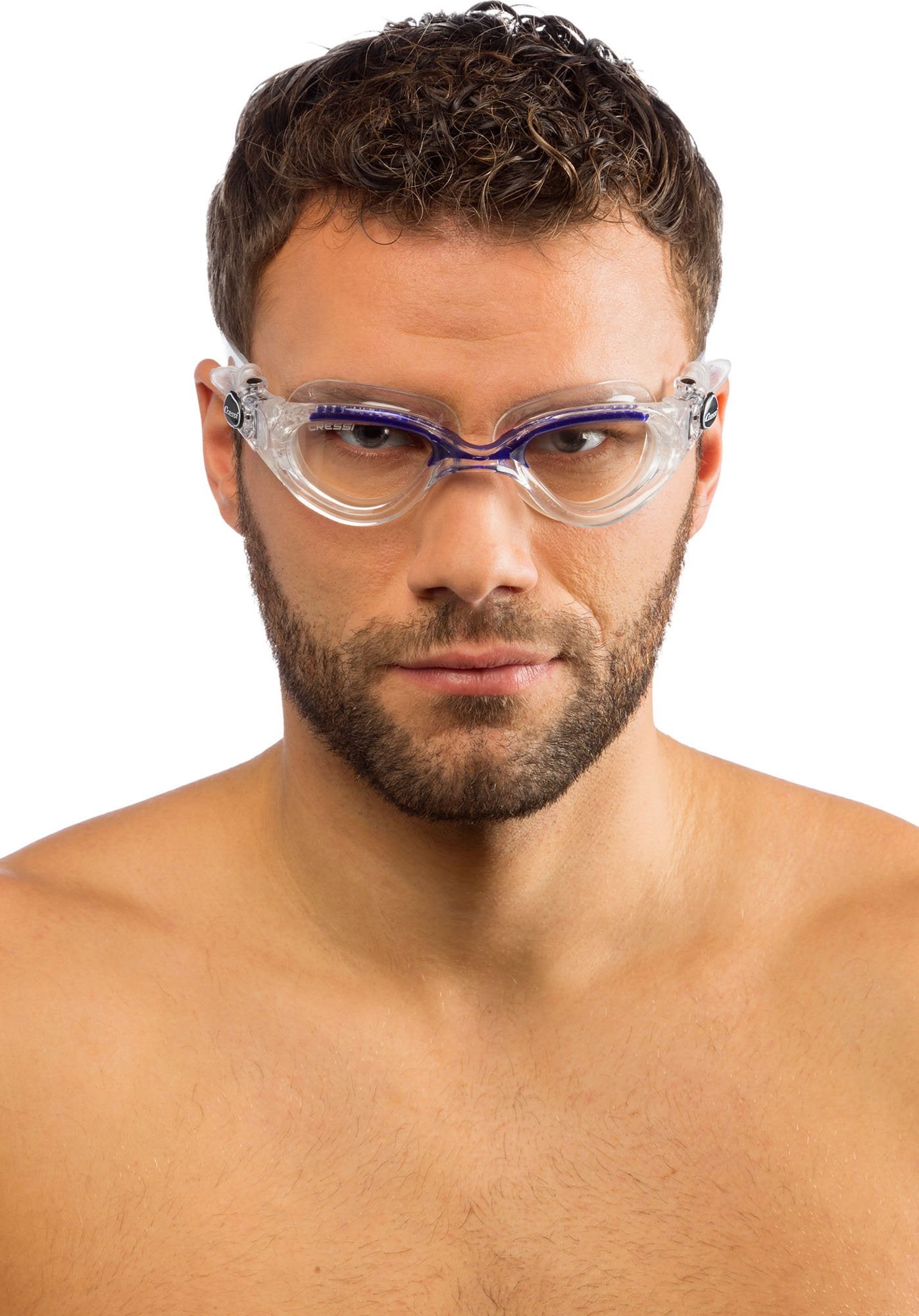 Cressi Flash Gafas de natación Premium Ultra Transparentes Fabricadas en Italia, Clear/Blue