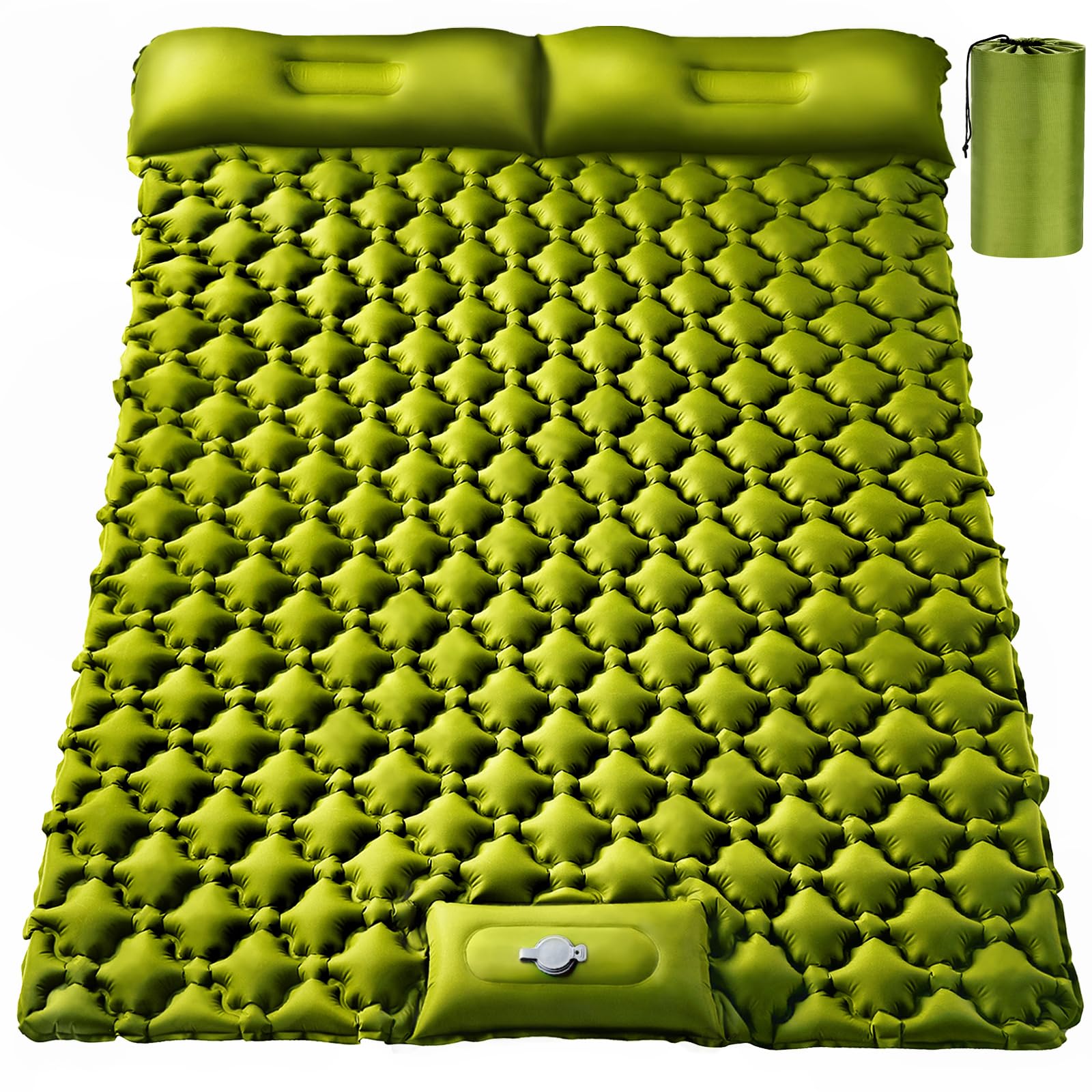 TEKIK - Almohadilla de Dormir para Camping, Ultraligera, autoinflable, para 2 Personas con Almohada, Bomba de pie integrada para Camping, Senderismo, Bolsa de Transporte, Kit de reparación