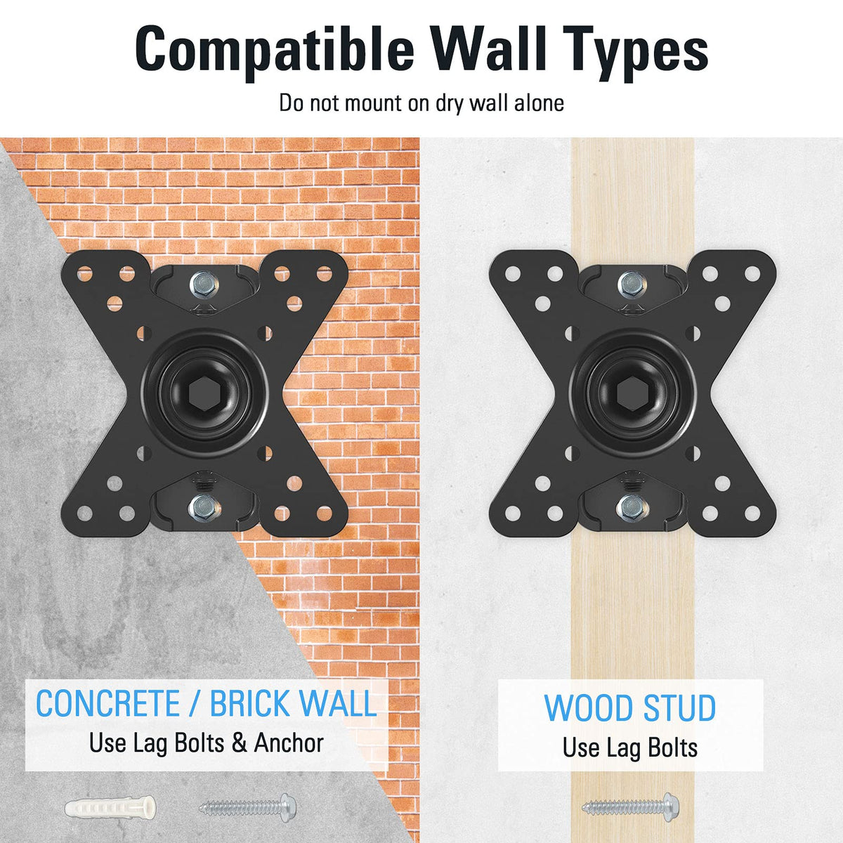 Soporte de Pared VESA para Monitor TV Negro con Rotación Giratoria de Inclinación
