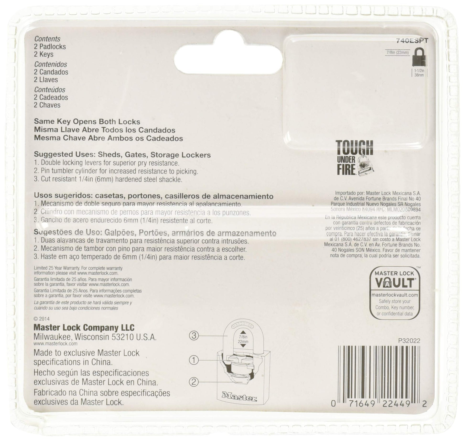 Juego de Candados Metálicos Master Lock Económicos 38 mm de Ancho 2 Piezas
