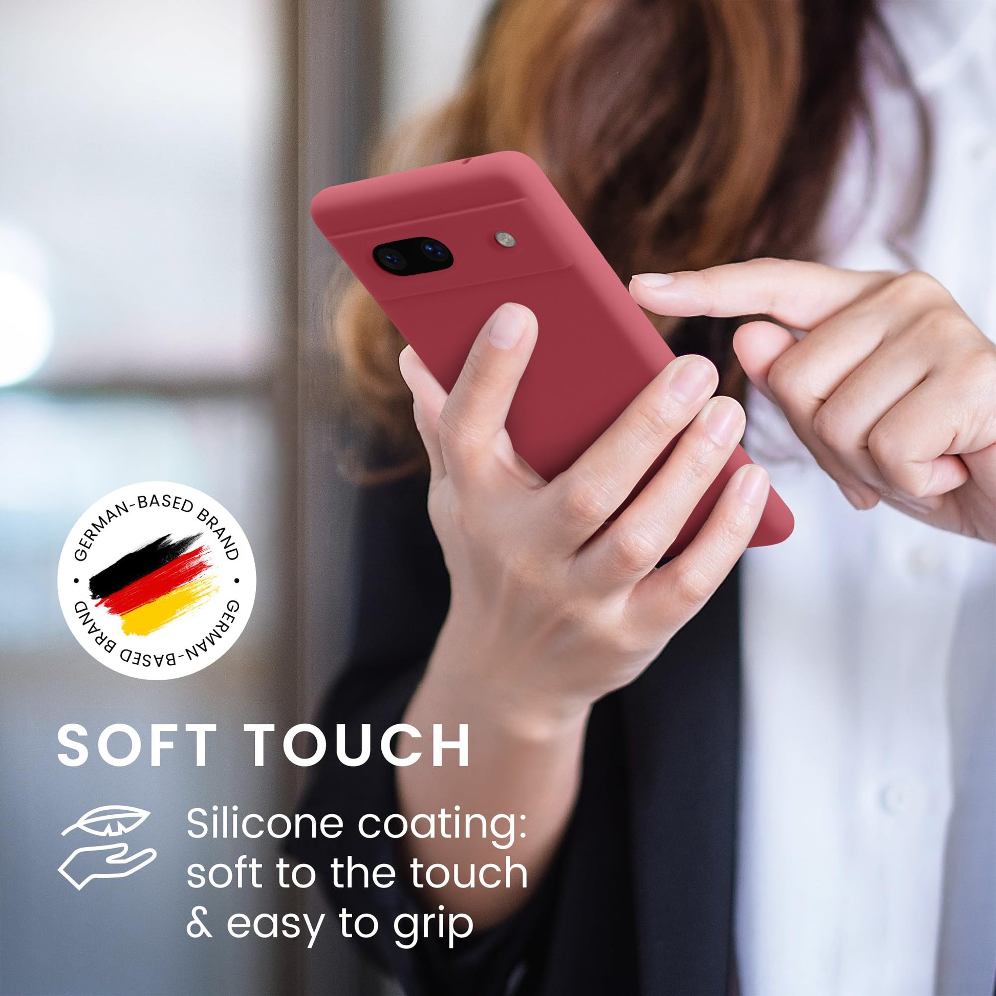 kwmobile Carcasa Compatible con Google Pixel 7a Funda - Case TPU y Silicona antigolpes - Apto Carga inalámbrica - Rosa Oscuro