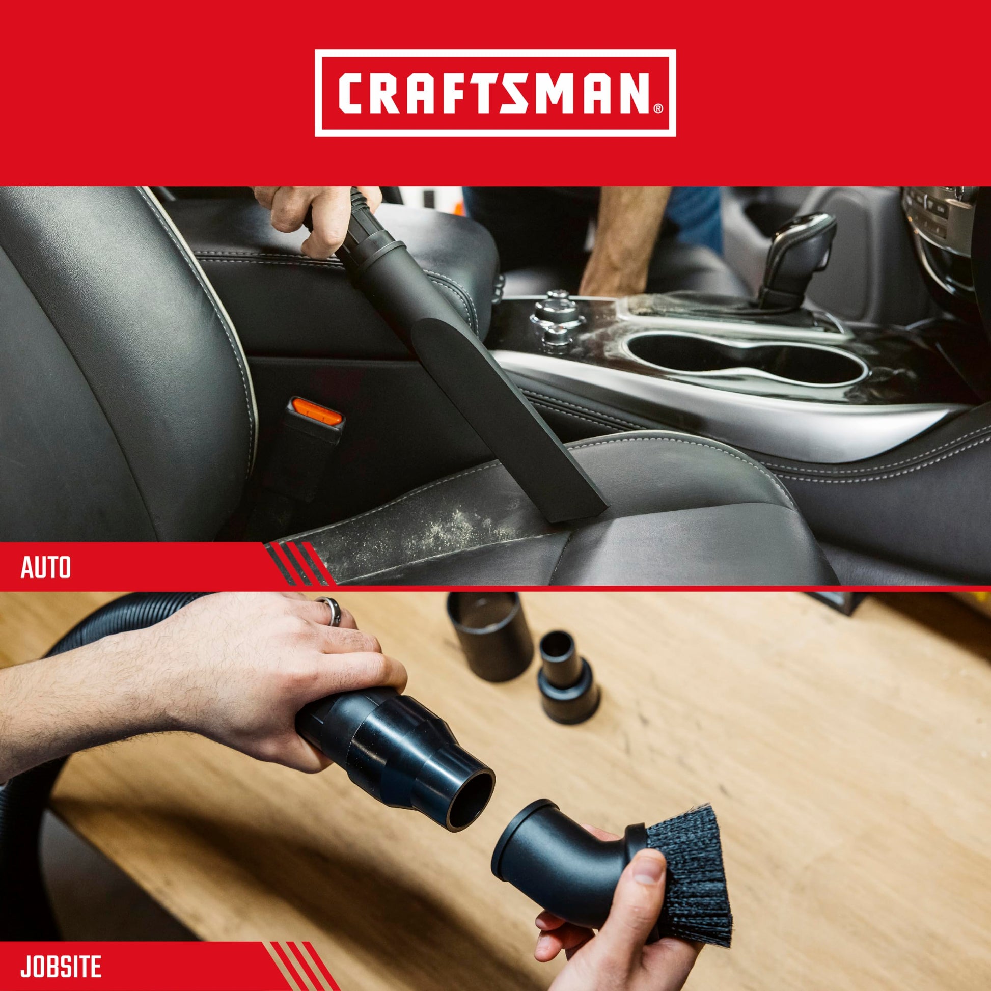 CRAFTSMAN Kit de accesorio para aspiradora de grado industrial - Conector de manguera para aspiradora - 3 piezas - Negro - Plástico