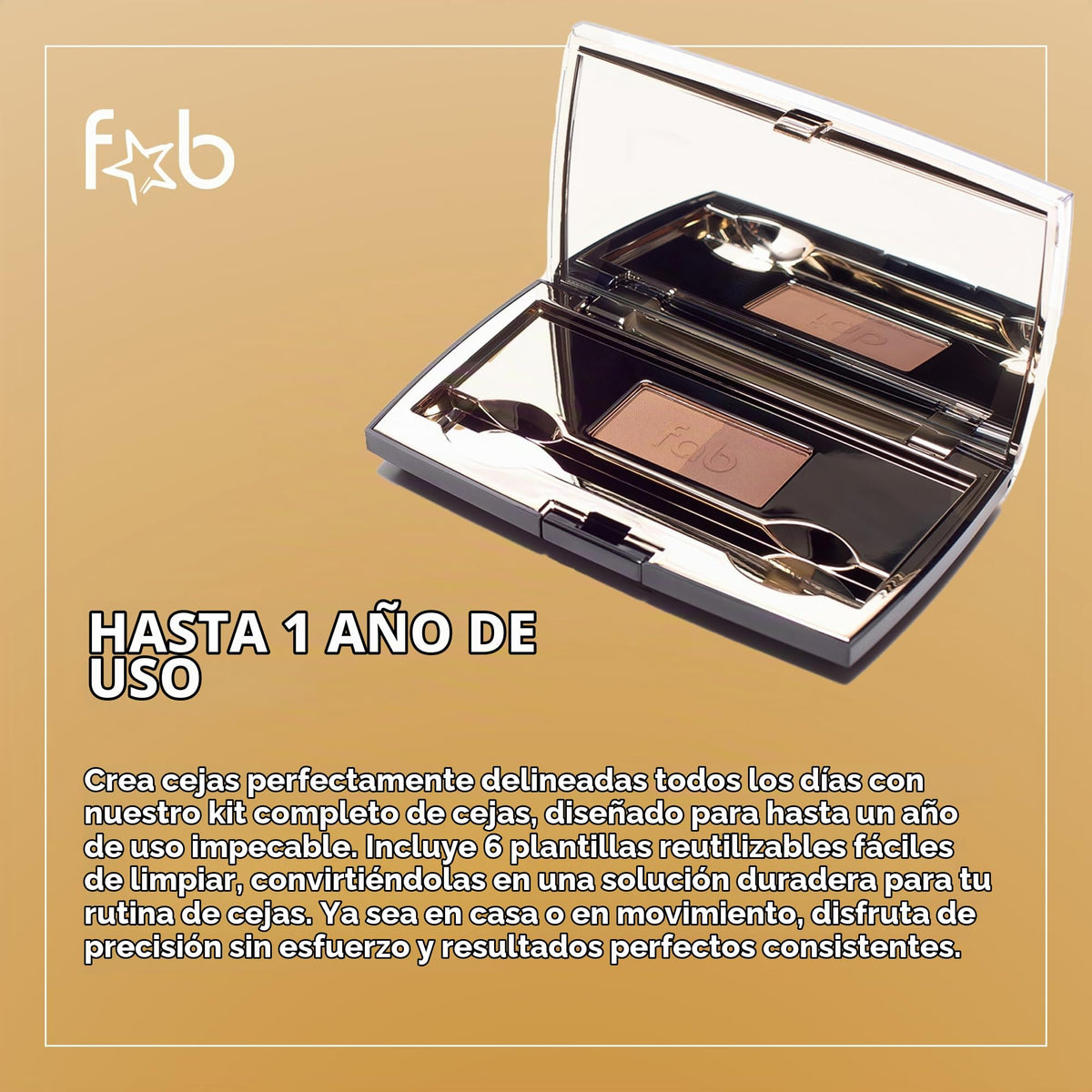 Kit Profesional para Cejas Fab Brows Duo – Polvo para Cejas Chocolate, Plantillas, Brocha y Espejo | Maquillaje de Cejas a Prueba de Agua y Larga Duración