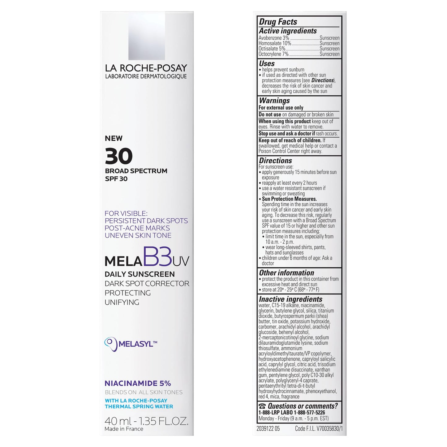 La Roche Posay Mela B3 Crema Hidratante FPS30, 40ml