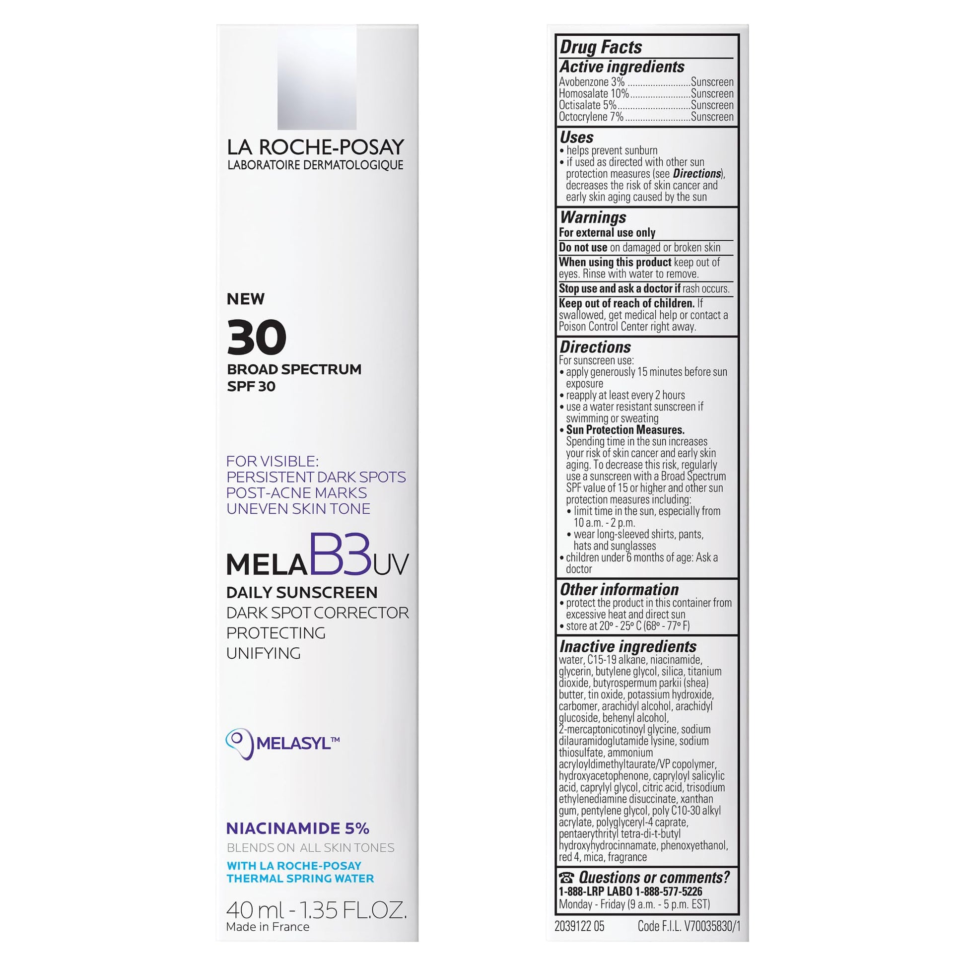 La Roche Posay Mela B3 Crema Hidratante FPS30, 40ml