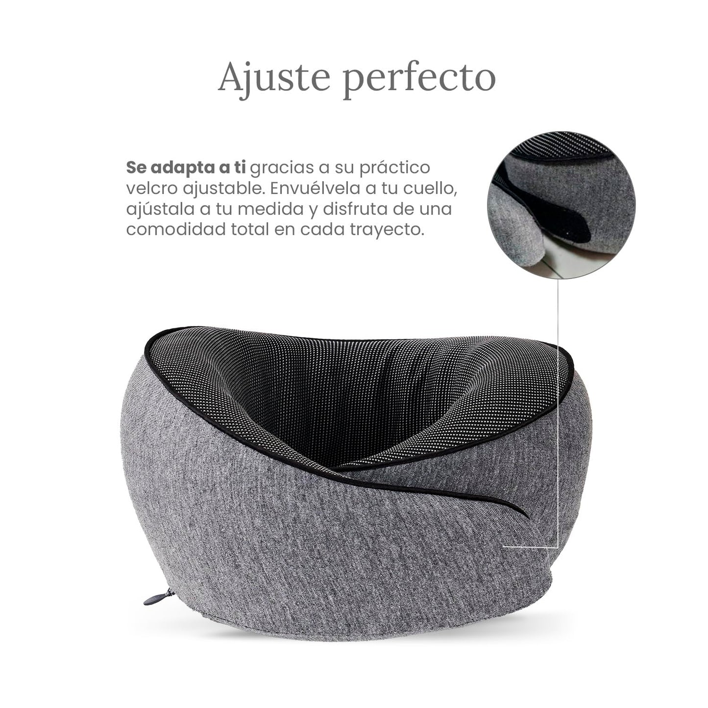 Almohada de Viaje Smart Bamboo Azul Ergonómica con Soporte Cervical en Forma de U