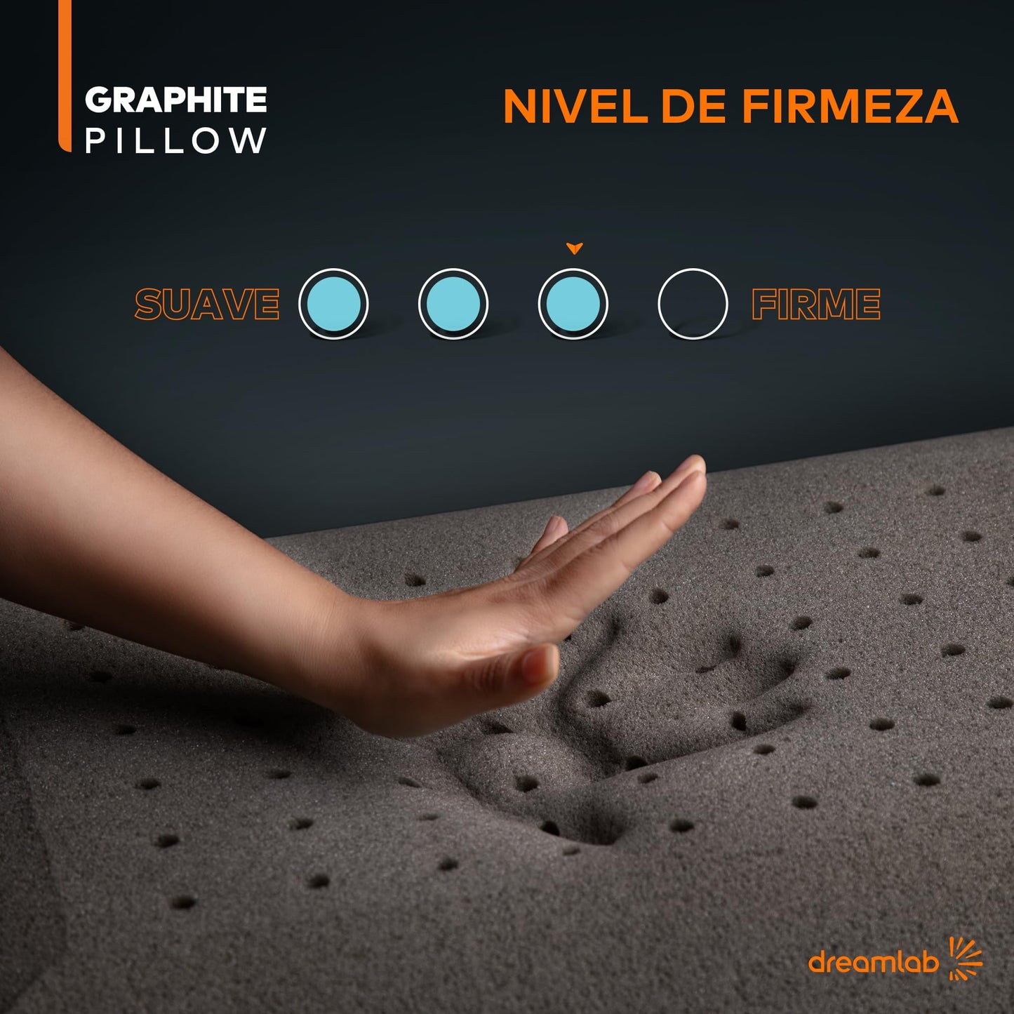 Almohada Dreamlab Graphite Hipoalergénica de Memory Foam para Soporte Antibacterial 2 Piezas Tamaño Estándar
