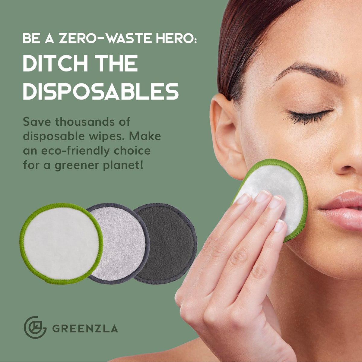 Almohadillas de Algodón Reutilizables Greenzla Blancas para el Rostro