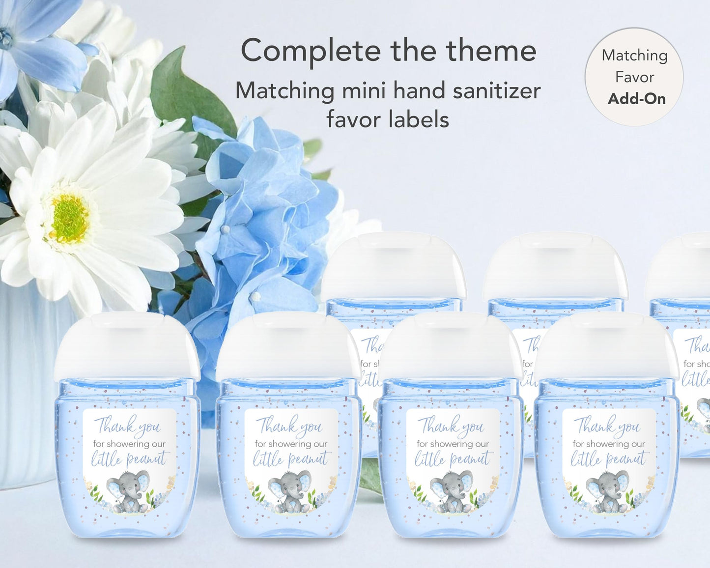 Blue ELEPHANT Baby Shower Invitations – Paquete de 25 – Baby Boy Blank Fill-in Baby Shower Invites, Oh Baby, Blue Floral Baby ELEPHANT Boy Baby Sprinkle Little Peanut Invitation SKU I531-INV1