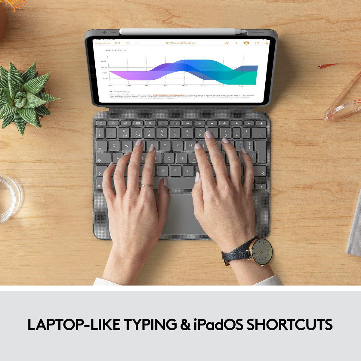 Funda con Teclado Logitech iPad Pro 11 Pulgadas Gris Claro Retroiluminado y Trackpad Click-Anywhere